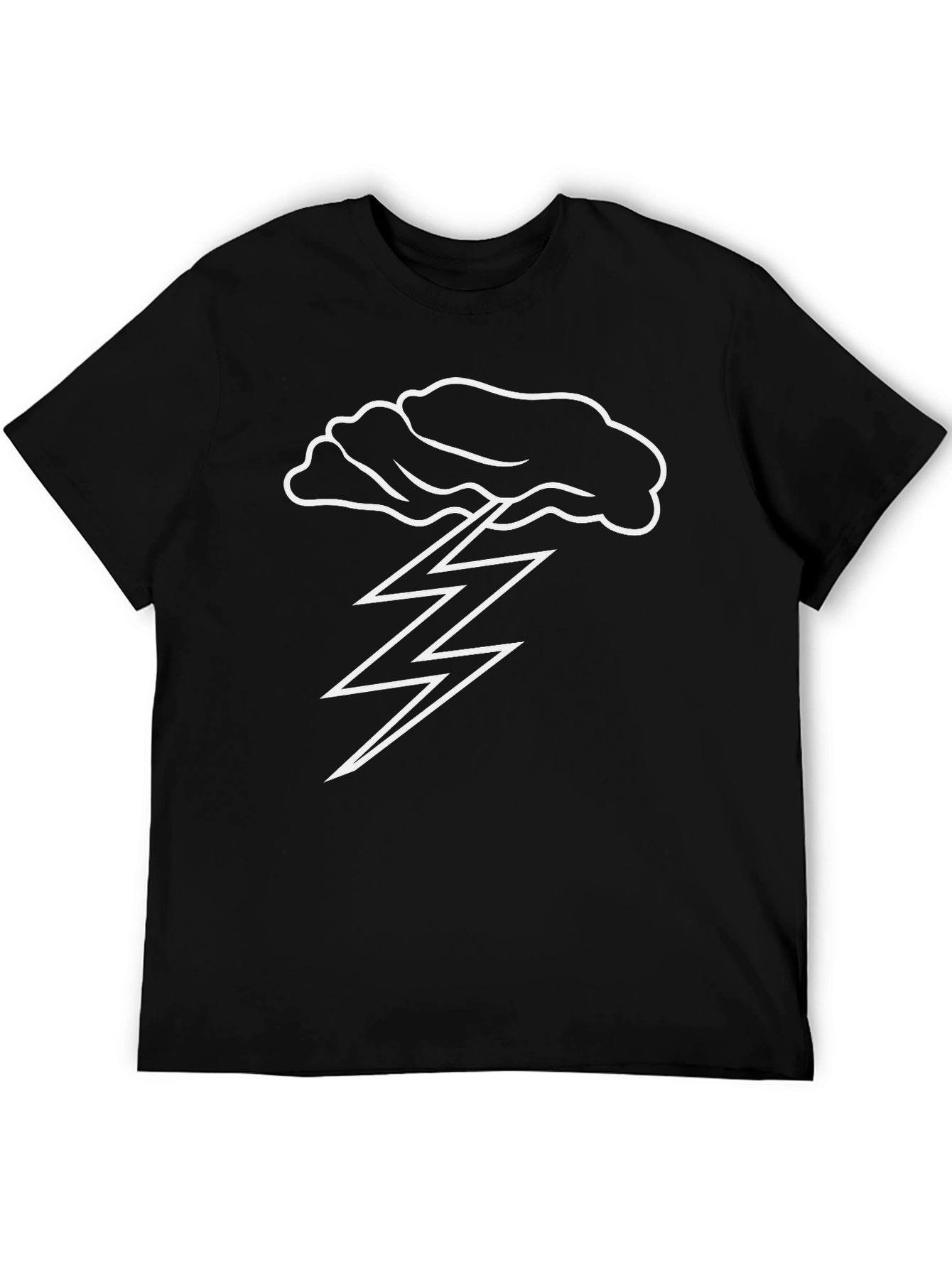 Cloud Lightning Bolt Graphic Black T-Shirt
