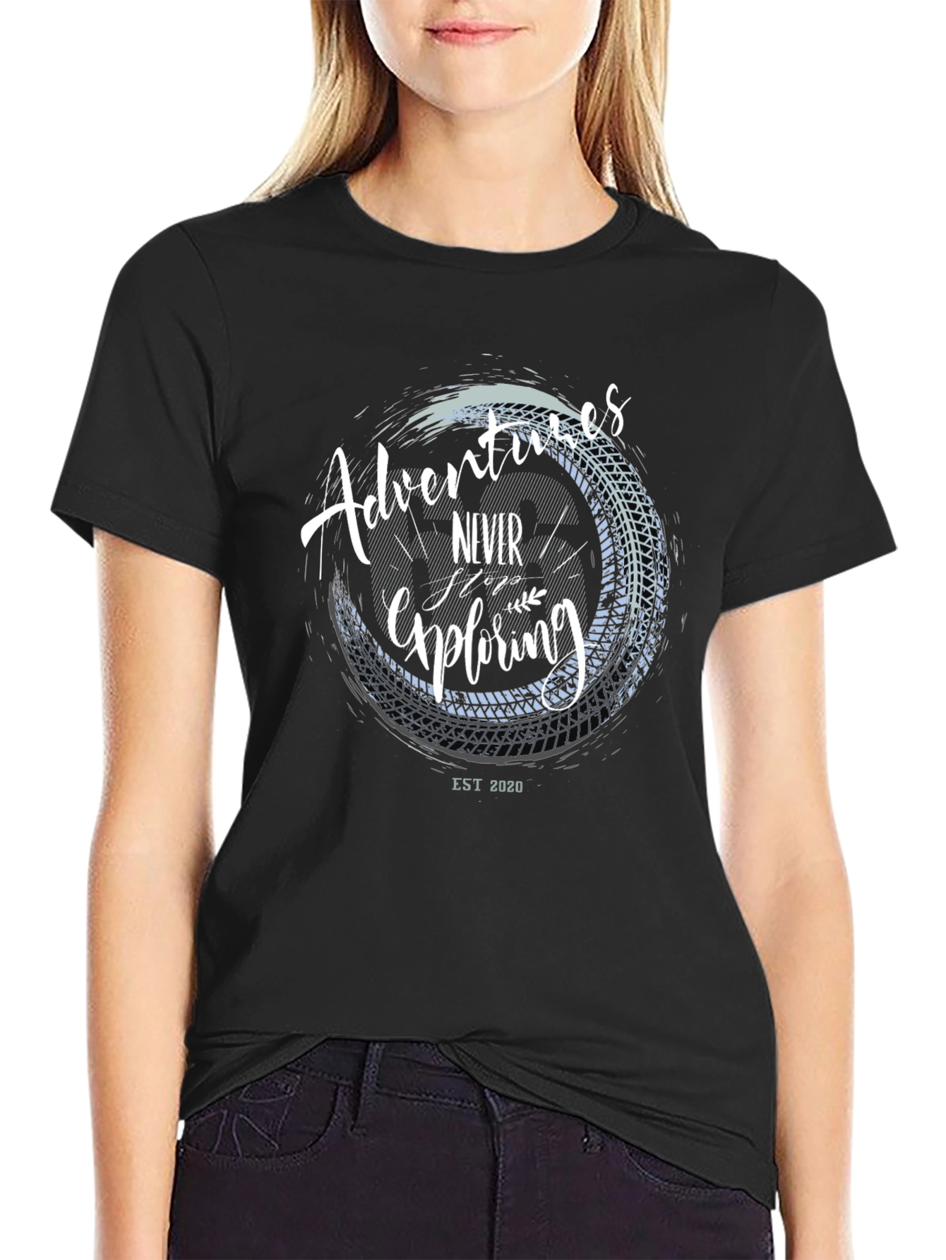 Adventure Awaits Black Graphic Tee