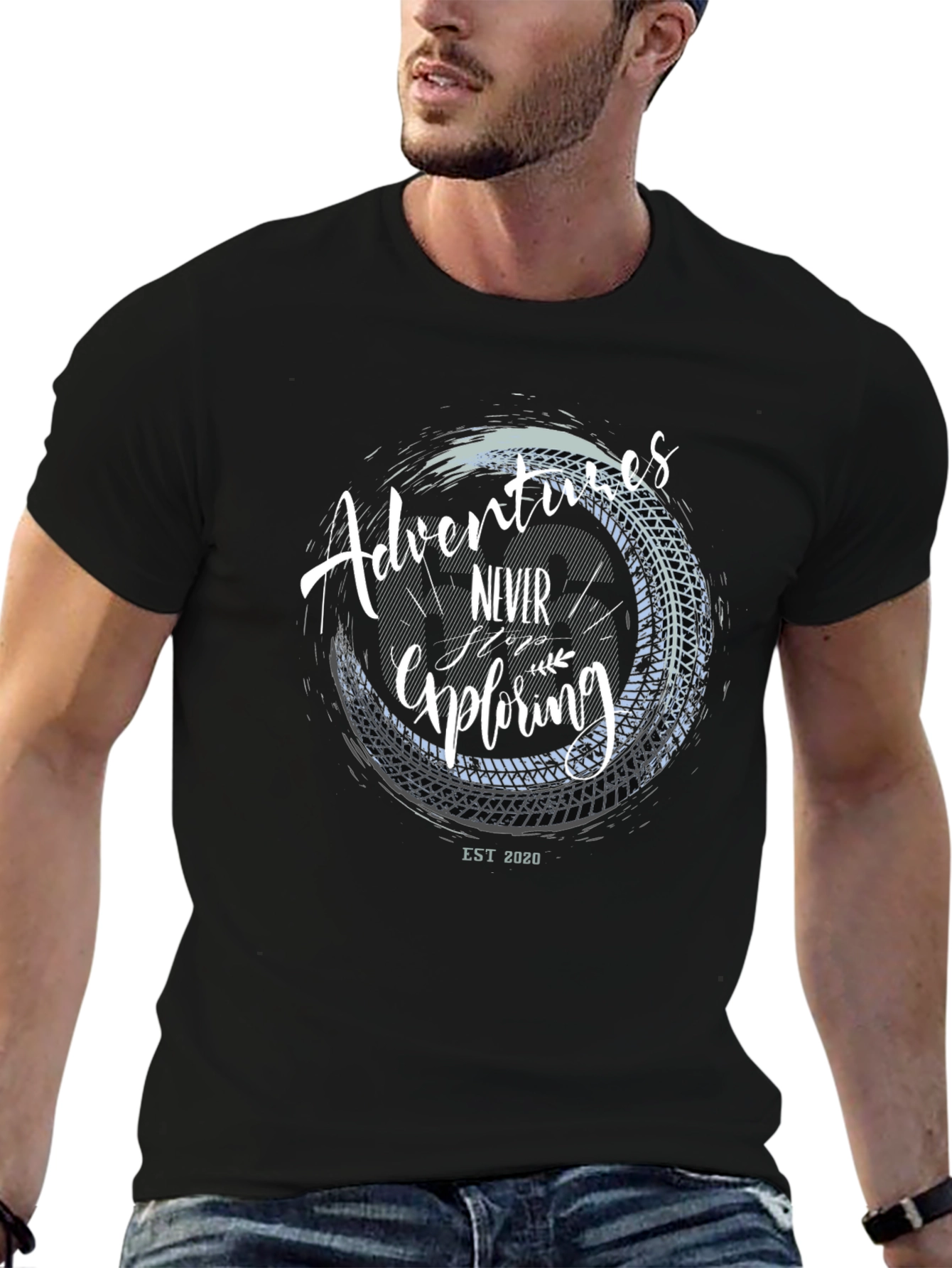 Adventure Awaits Black Graphic Tee