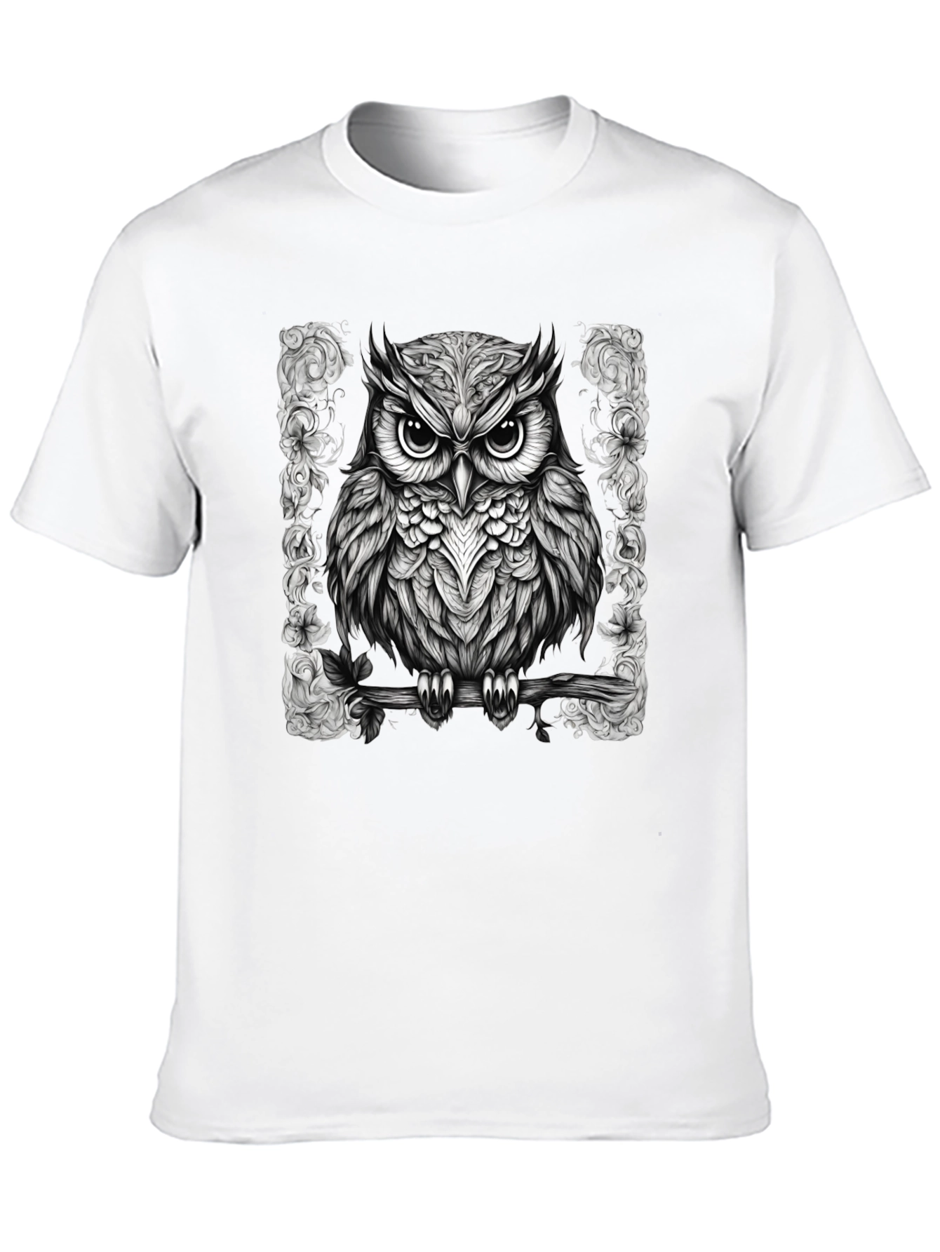 Owl Graphic Print Tee - Mens Black T-Shirt