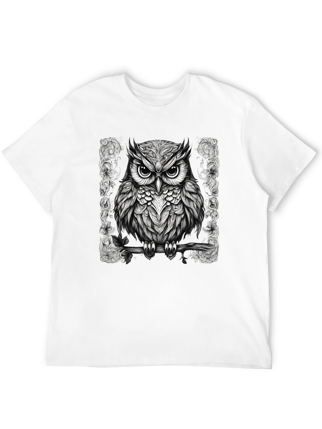 Owl Graphic Print Tee - Mens Black T-Shirt