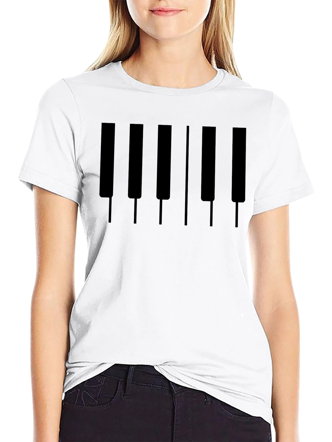 Piano Keys Graphic Tee - Music Lovers Black T-Shirt
