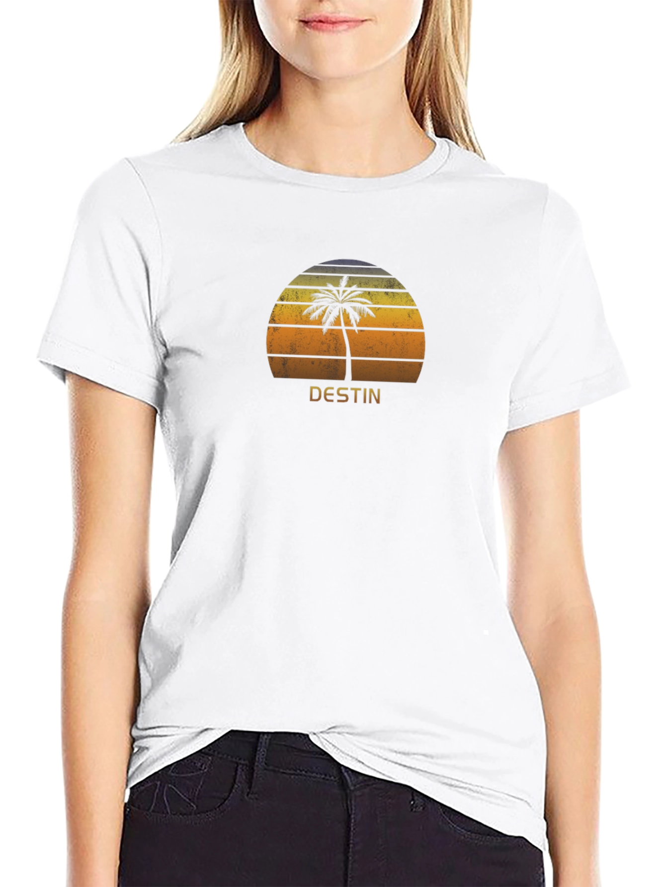 Destin Palm Tree Sunset Graphic T-Shirt