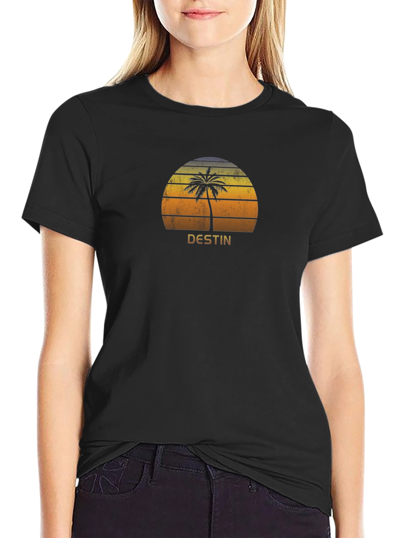 Destin Palm Tree Sunset Graphic T-Shirt