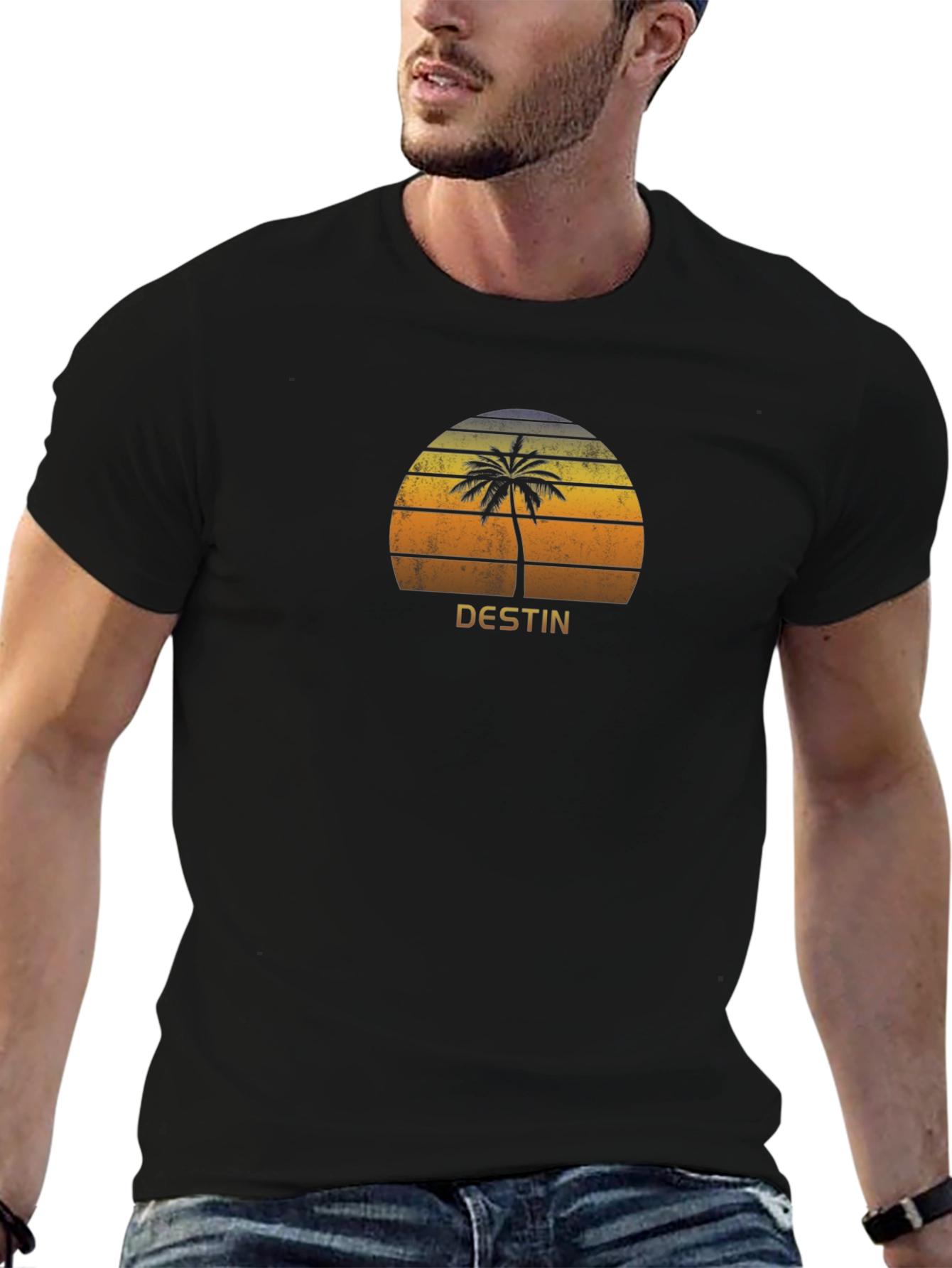 Destin Palm Tree Sunset Graphic T-Shirt