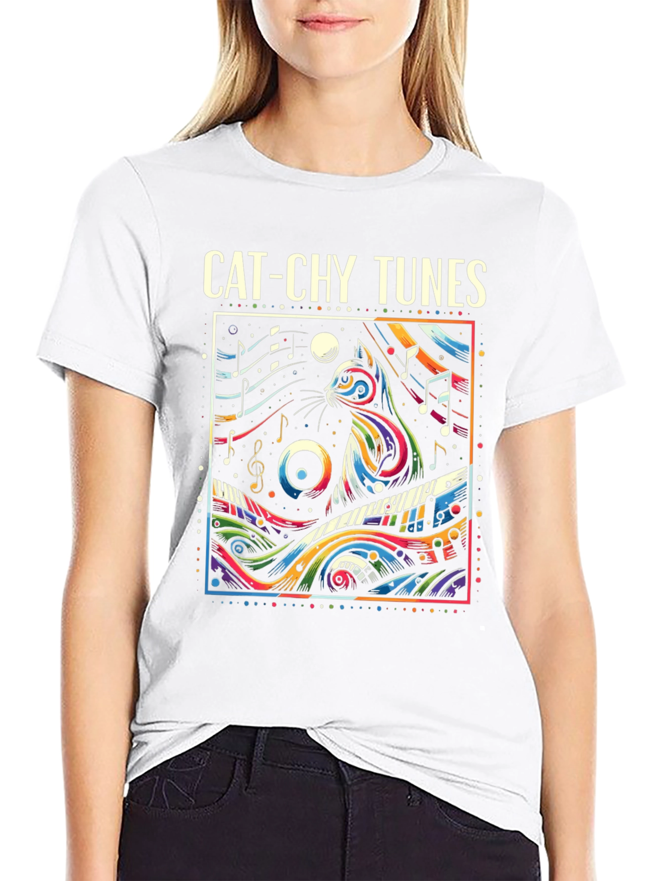 Cat-chy Tunes Graphic T-Shirt
