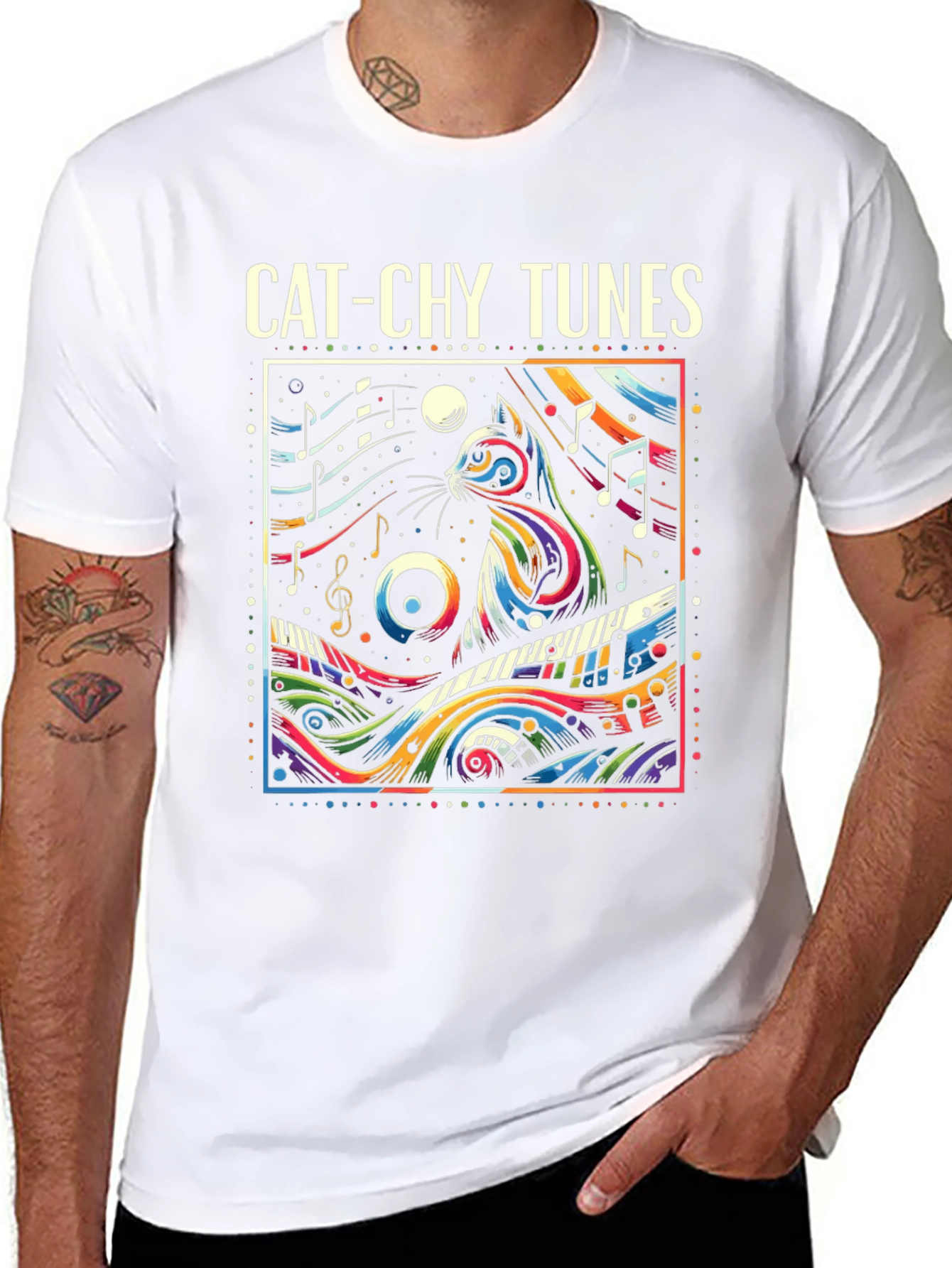 Cat-chy Tunes Graphic T-Shirt