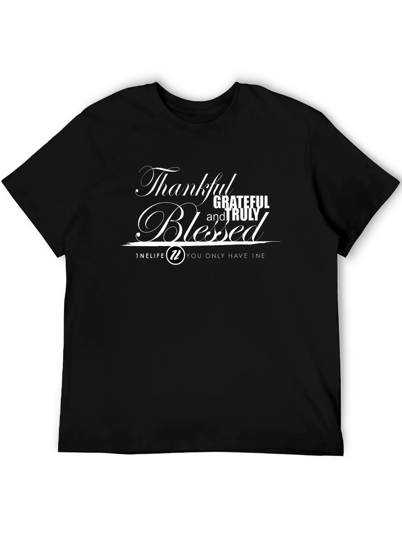Thankful Grateful Blessed T-Shirt - Black