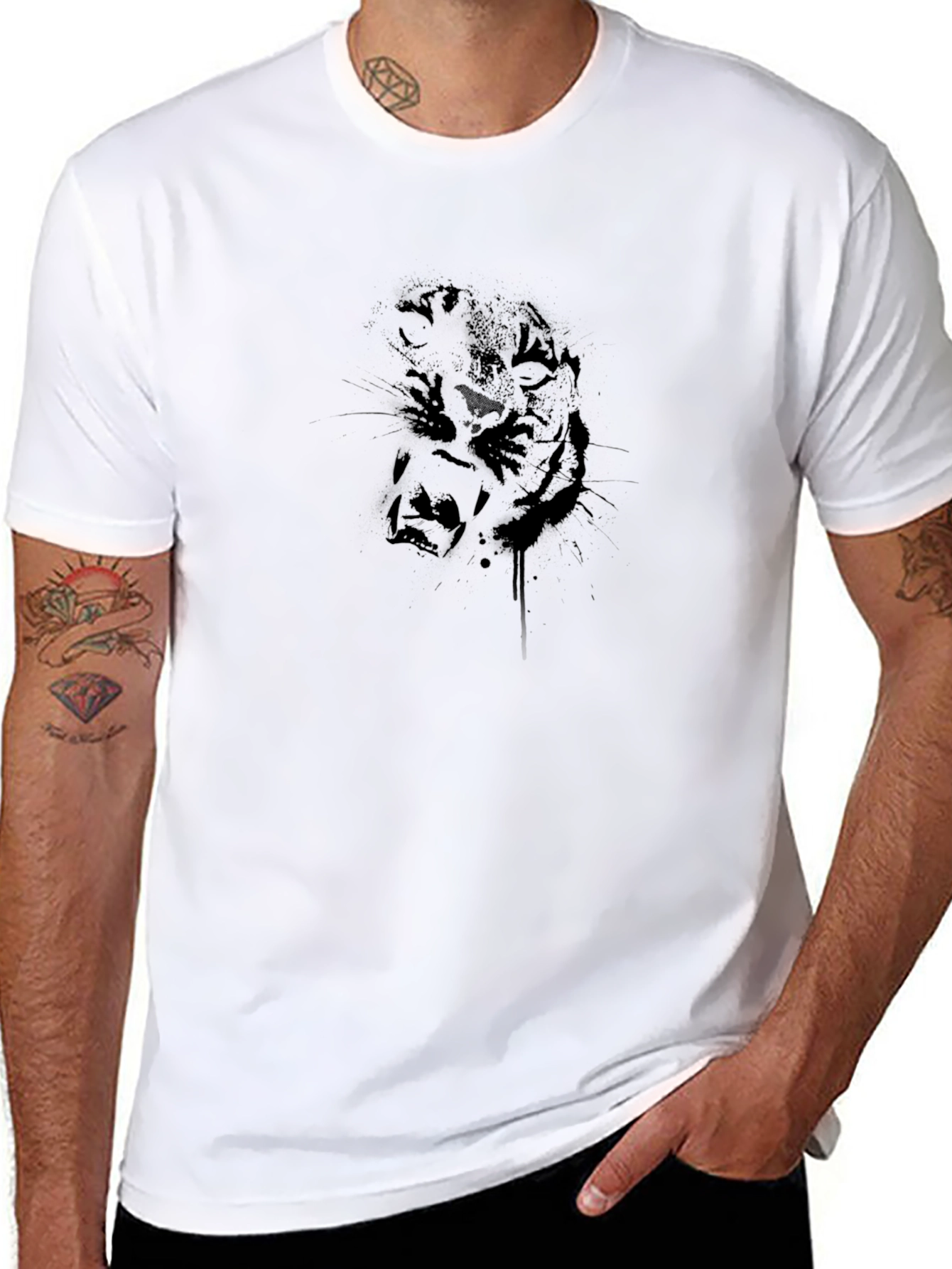 Black Tiger Graphic Tee - Stylish Mens T-Shirt