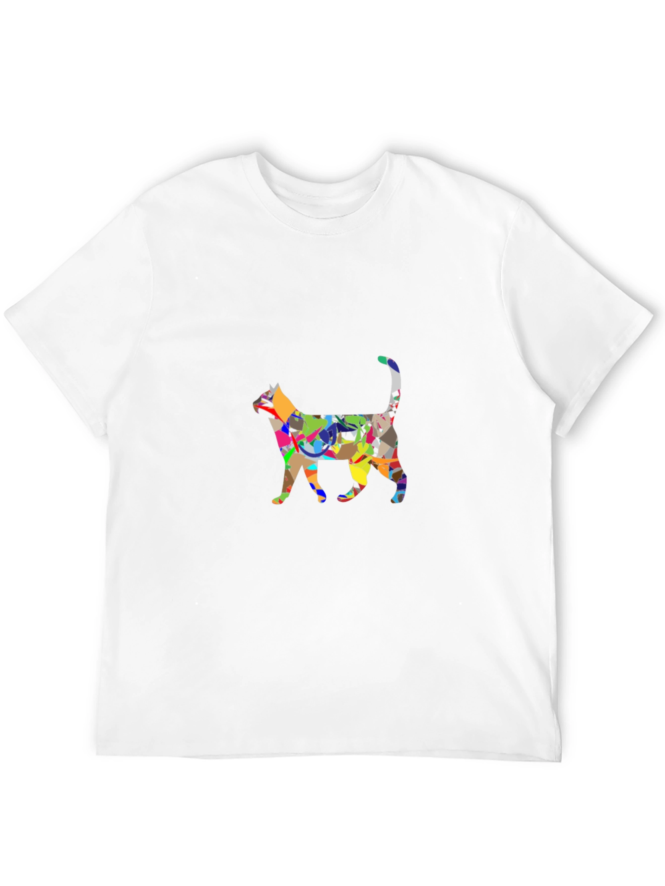 Abstract Cat Graphic Black T-Shirt