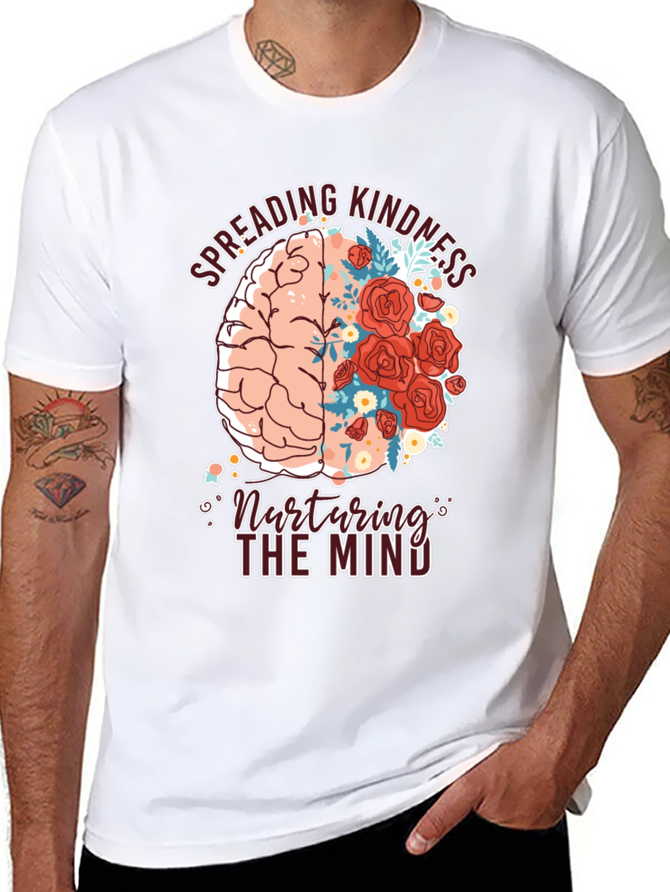 Kindness Brain Graphic Tee - Nurture the Mind T-Shirt
