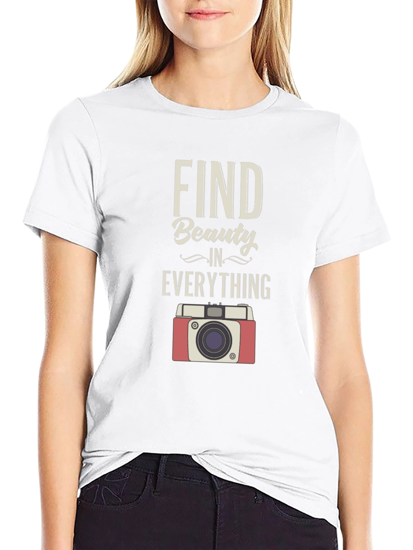 Find Beauty T-Shirt Camera Graphic Tee Positive Message Shirt