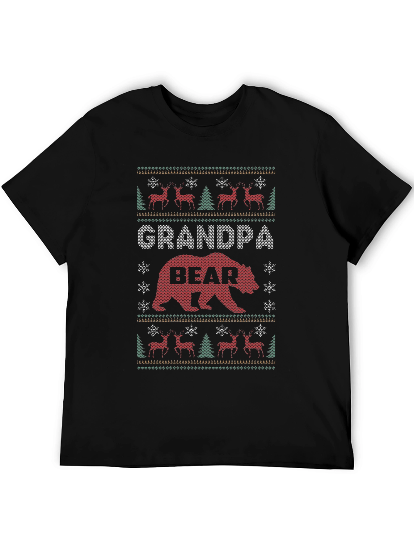 Grandpa Bear Ugly Christmas Sweater Style T-Shirt