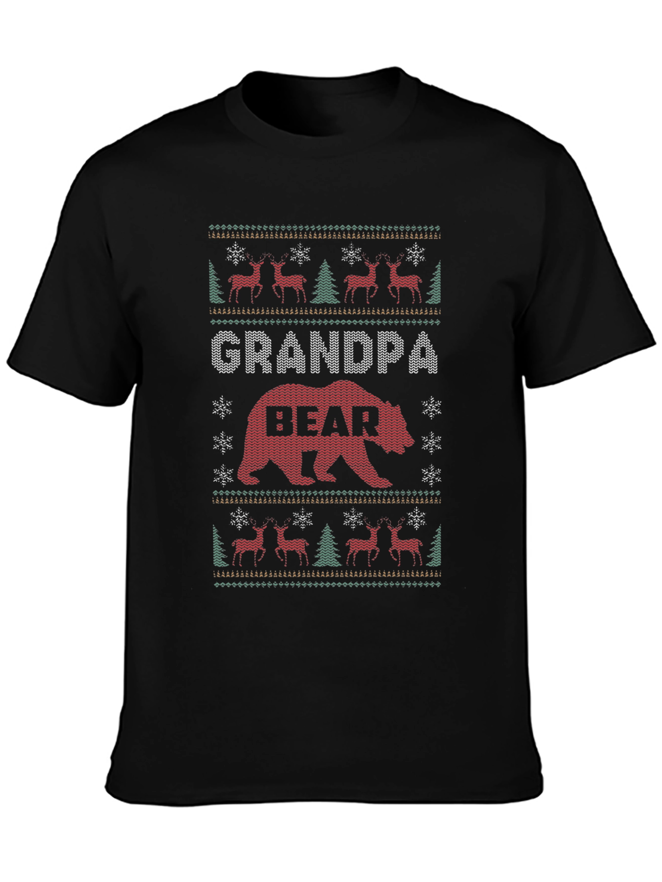 Grandpa Bear Ugly Christmas Sweater Style T-Shirt