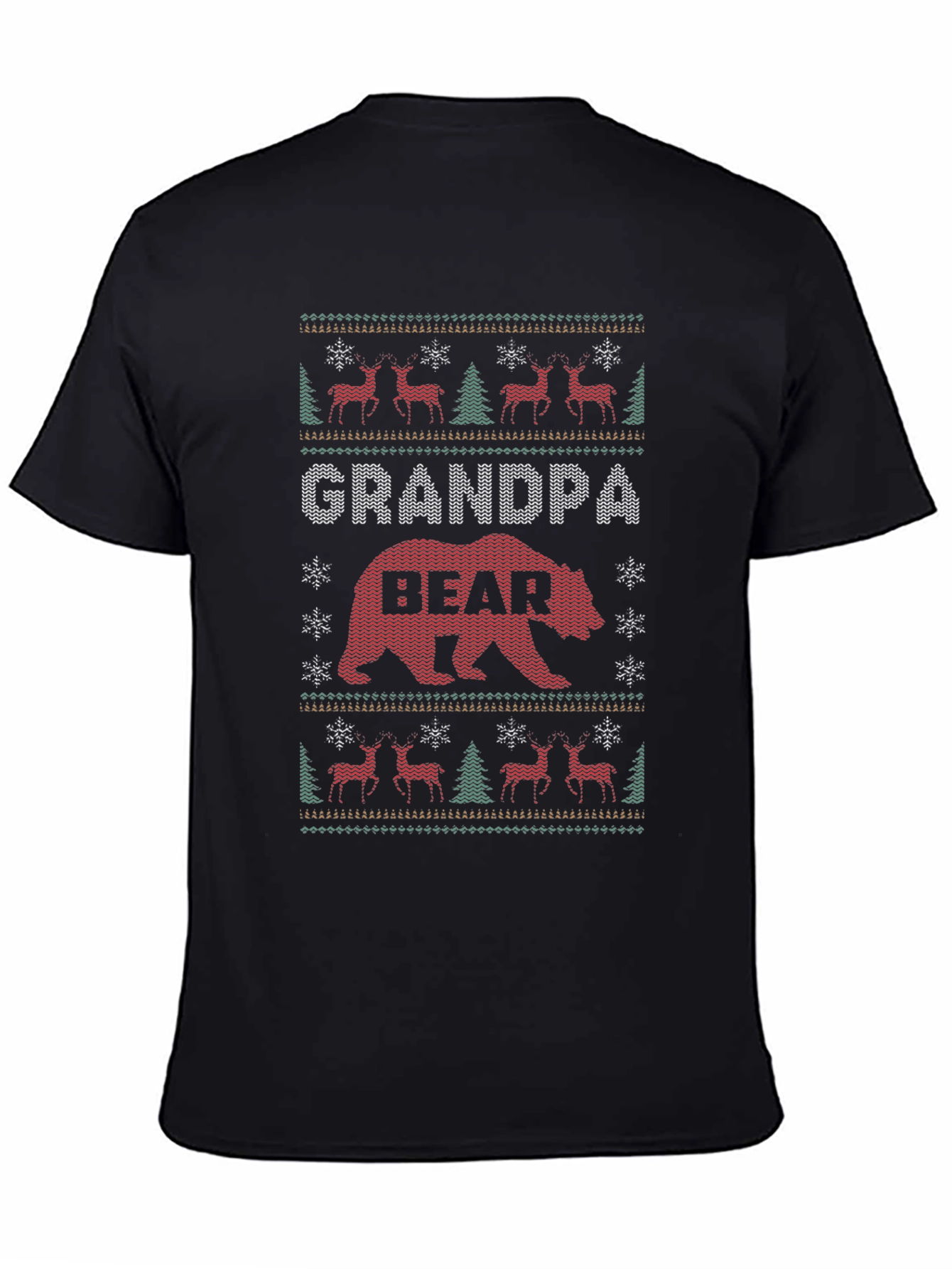 Grandpa Bear Ugly Christmas Sweater Style T-Shirt