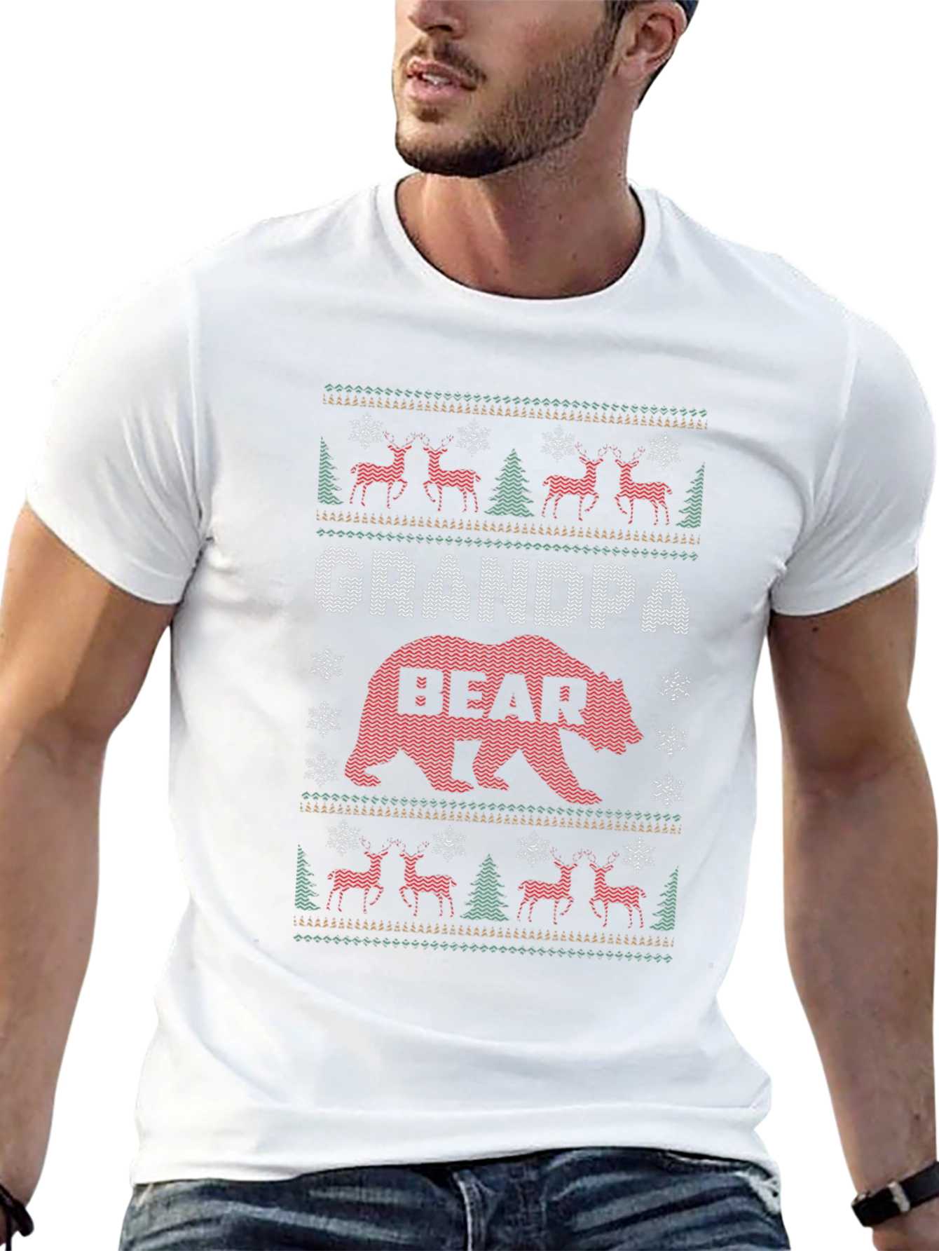Grandpa Bear Ugly Christmas Sweater Style T-Shirt