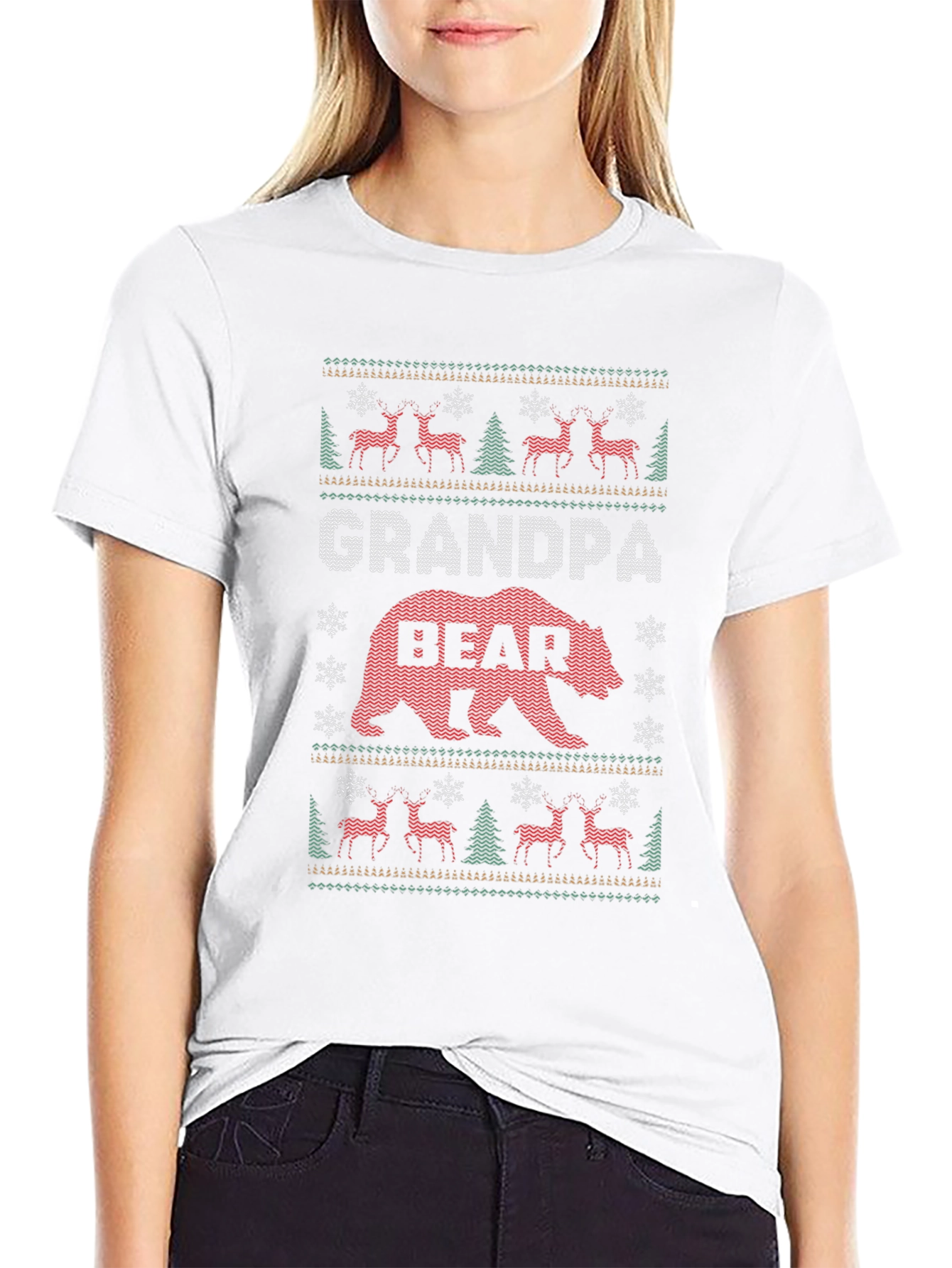 Grandpa Bear Ugly Christmas Sweater Style T-Shirt