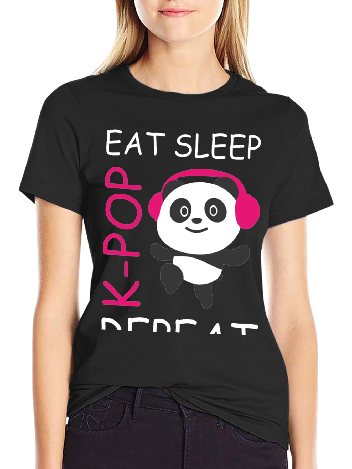 Eat Sleep K-Pop Repeat Panda T-Shirt