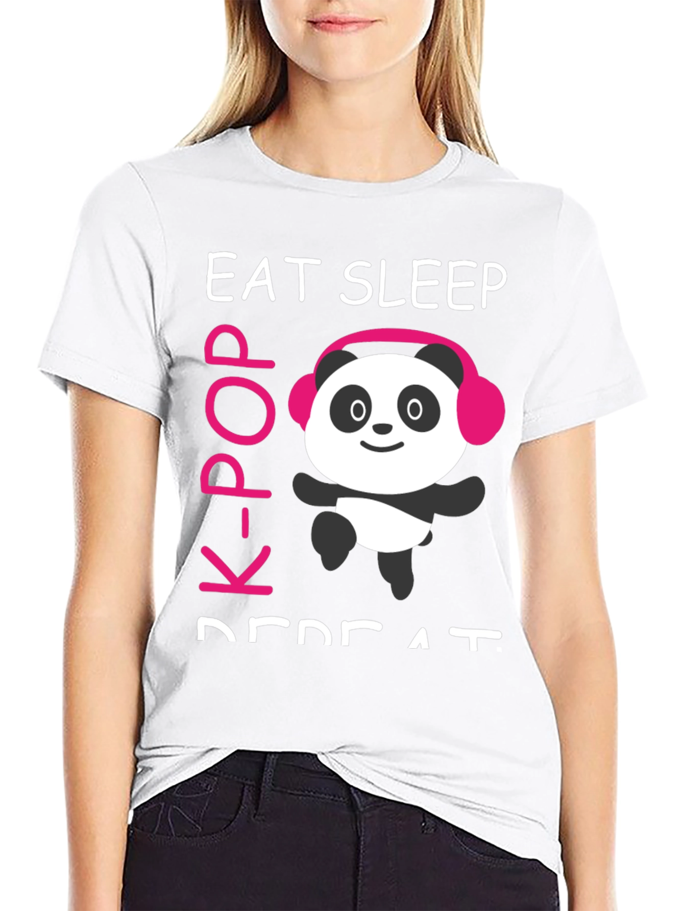 Eat Sleep K-Pop Repeat Panda T-Shirt