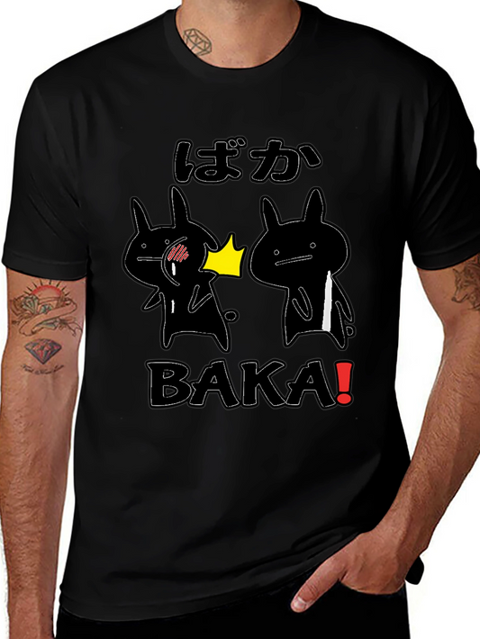 Funny Baka Slap T-Shirt Anime Style Black Cotton Tee
