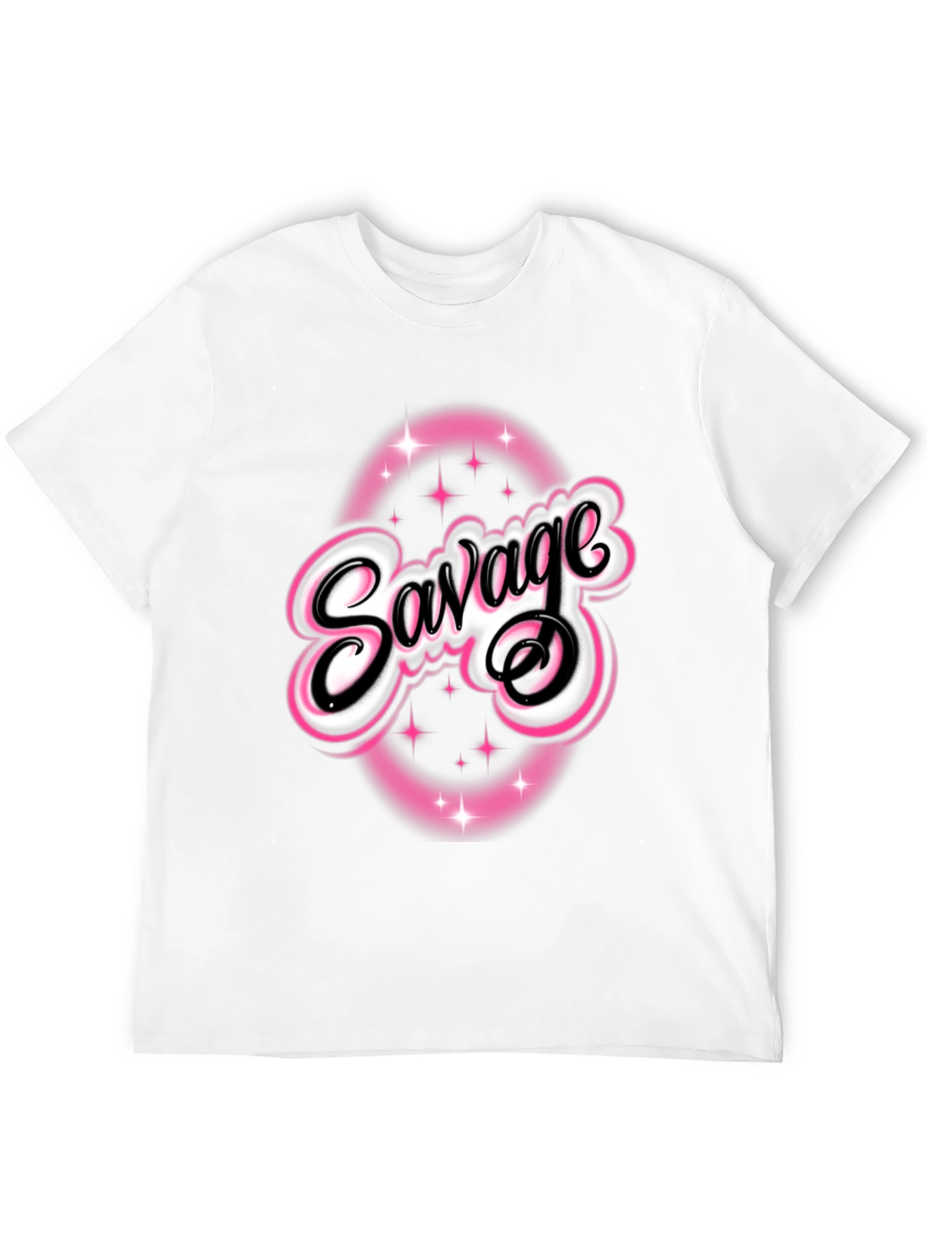 Savage Graphic Tee - Pink & White Design