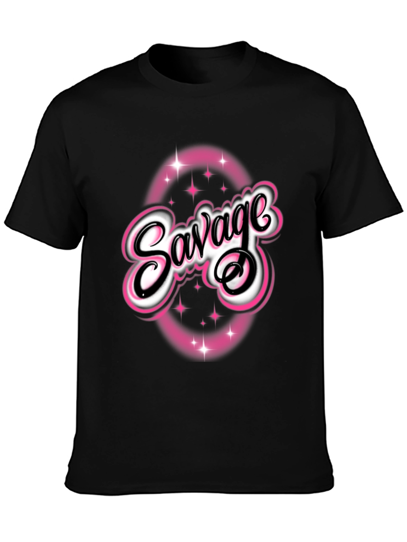 Savage Graphic Tee - Pink & White Design