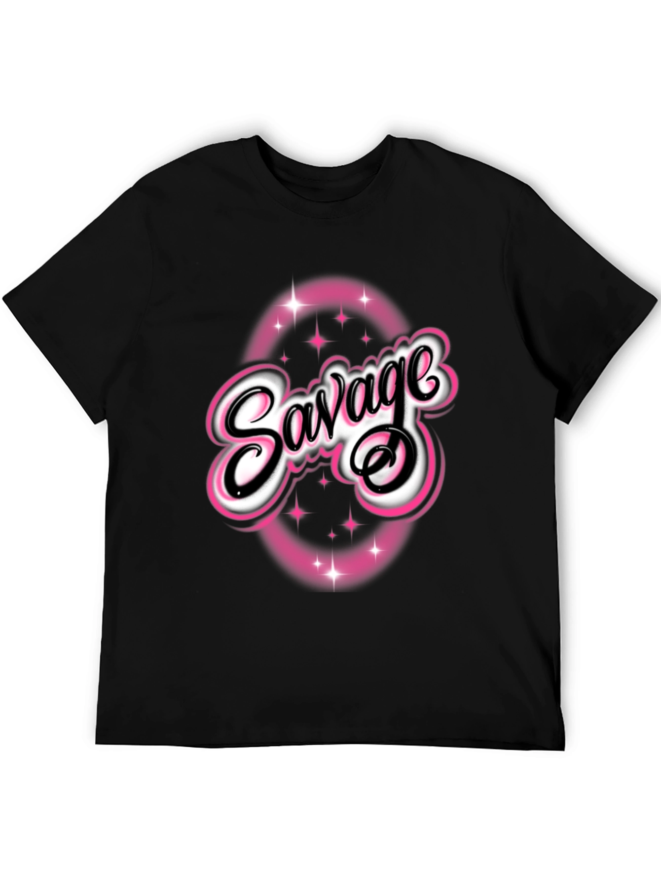 Savage Graphic Tee - Pink & White Design
