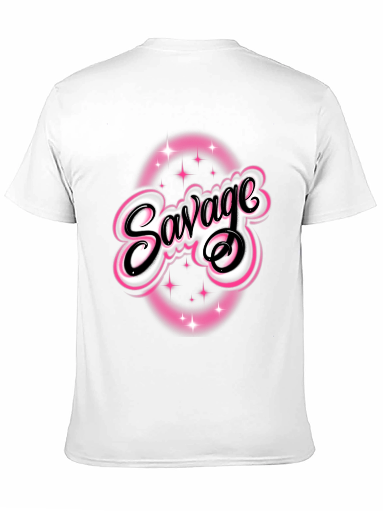 Savage Graphic Tee - Pink & White Design
