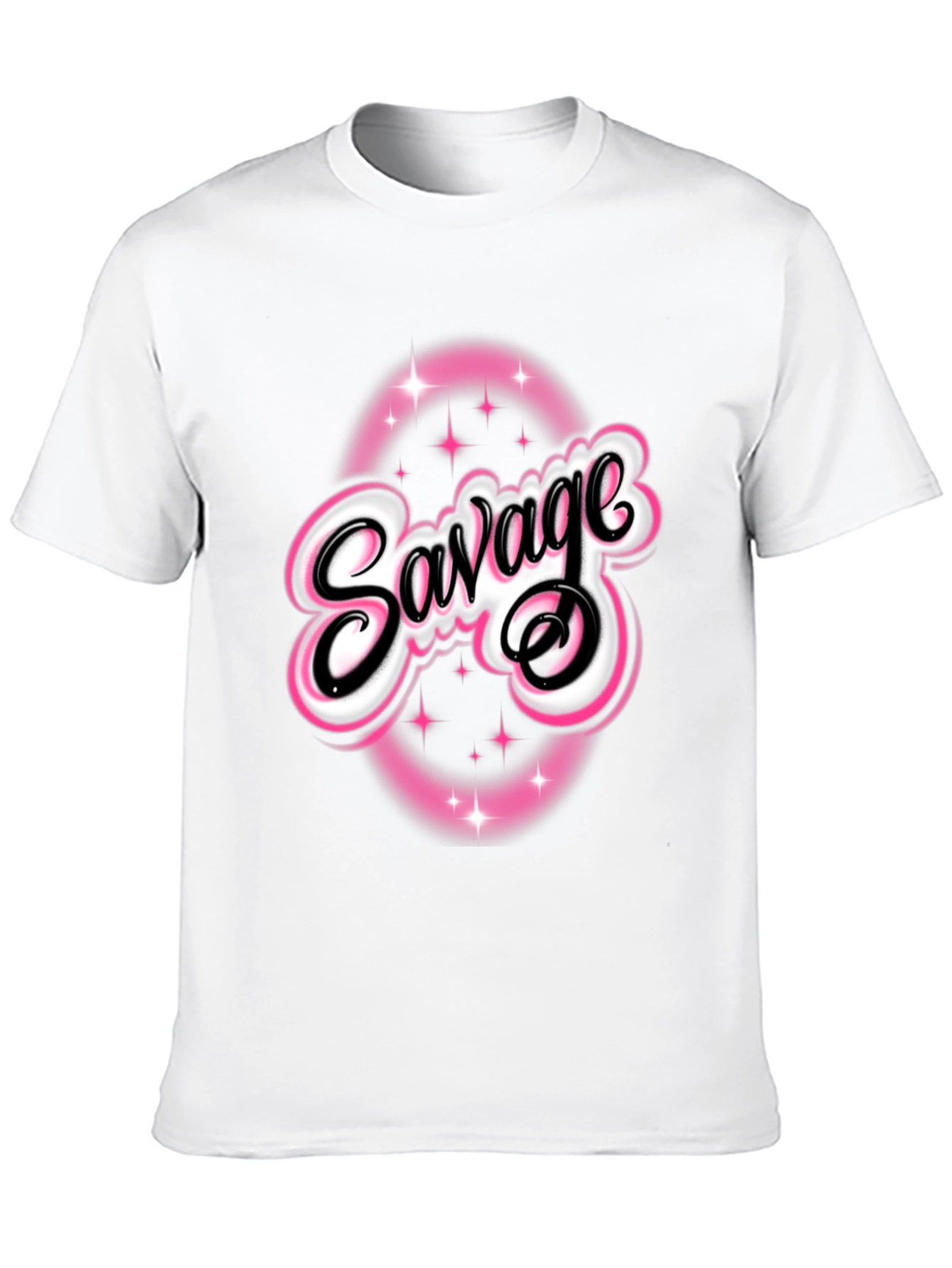Savage Graphic Tee - Pink & White Design