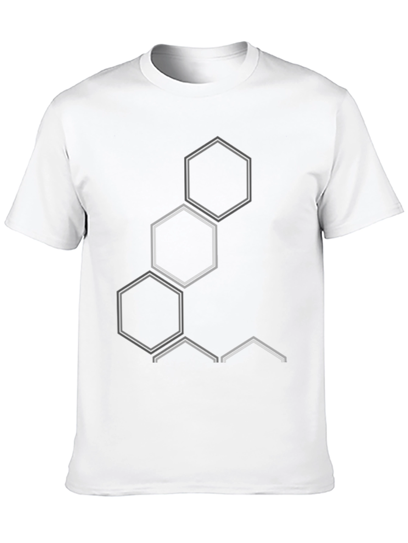 Geometric Hexagon Design Black T-Shirt