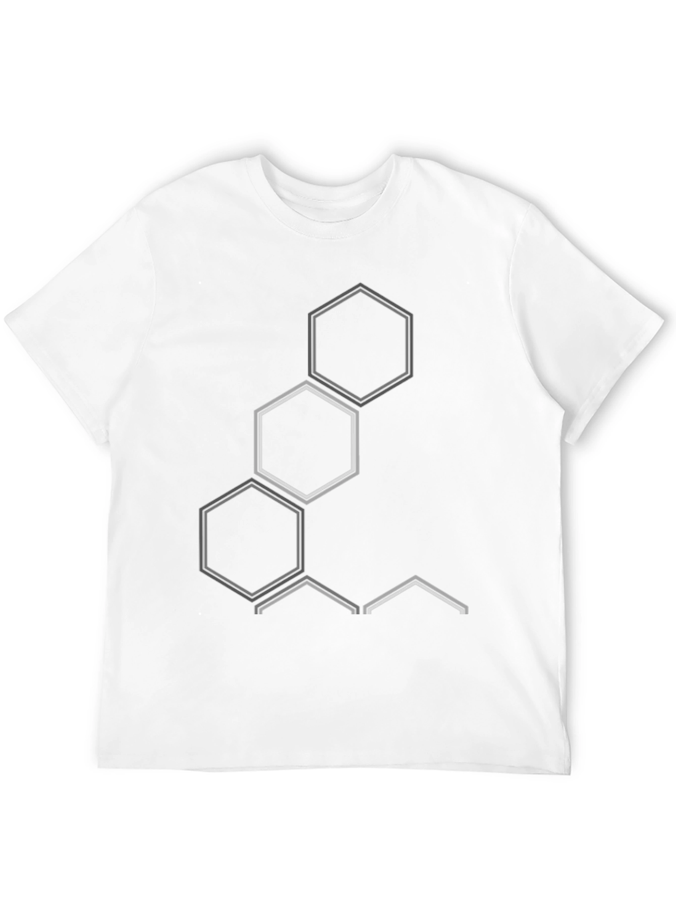 Geometric Hexagon Design Black T-Shirt