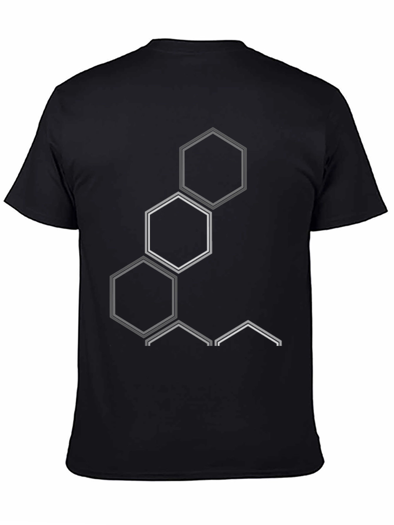 Geometric Hexagon Design Black T-Shirt
