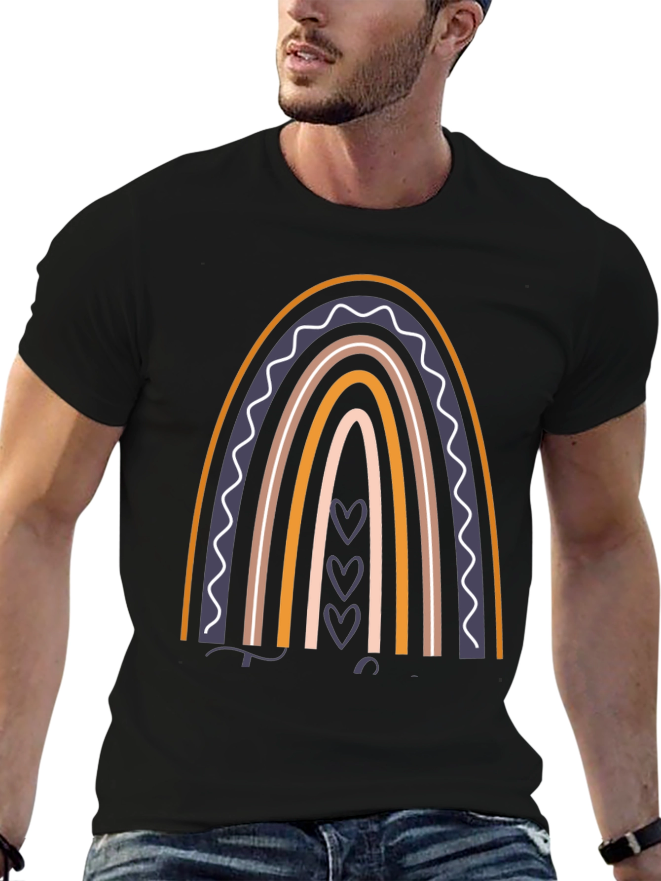 Boho Rainbow Heart Graphic Tee