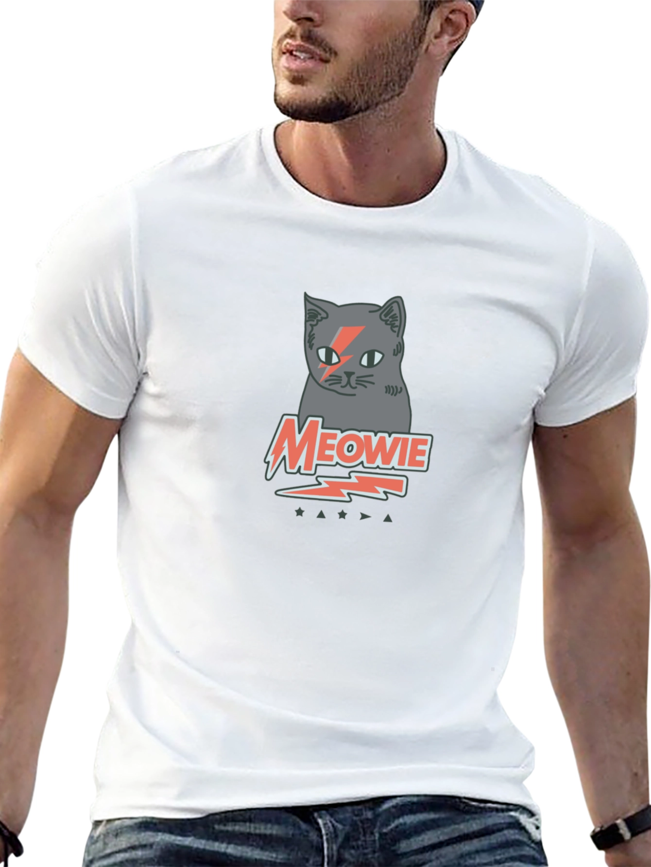 Meowie Cat Graphic Tee - Black Cotton T-Shirt