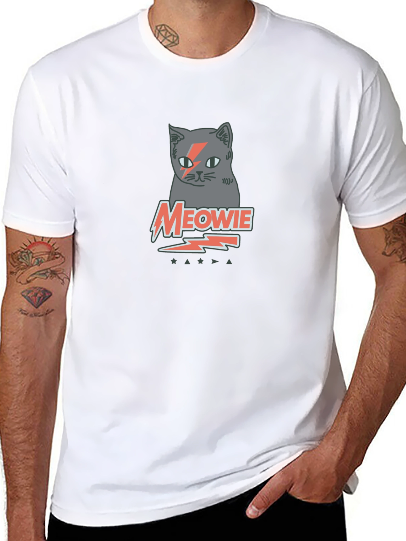 Meowie Cat Graphic Tee - Black Cotton T-Shirt