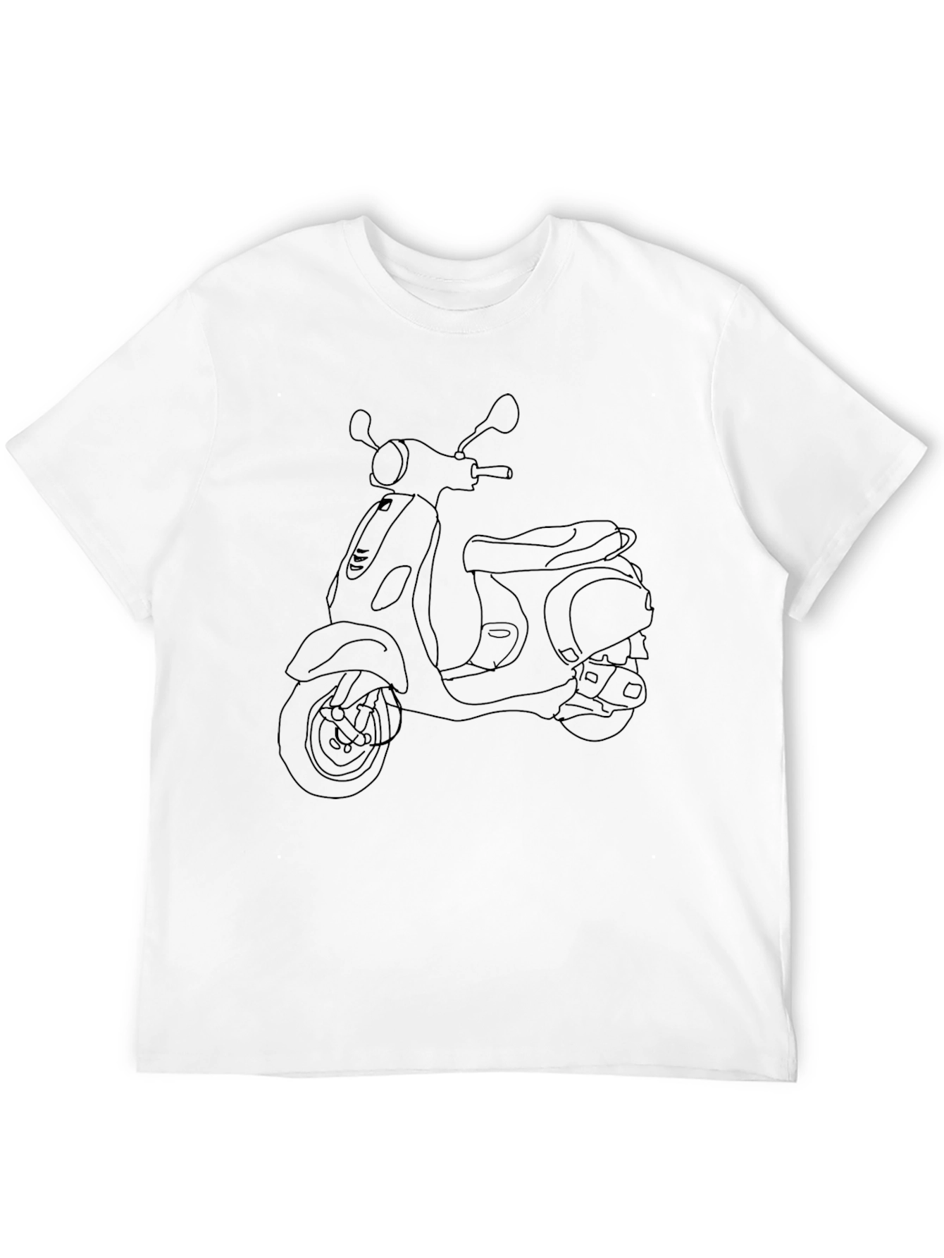 Retro Scooter Line Art T-Shirt - Classic Style