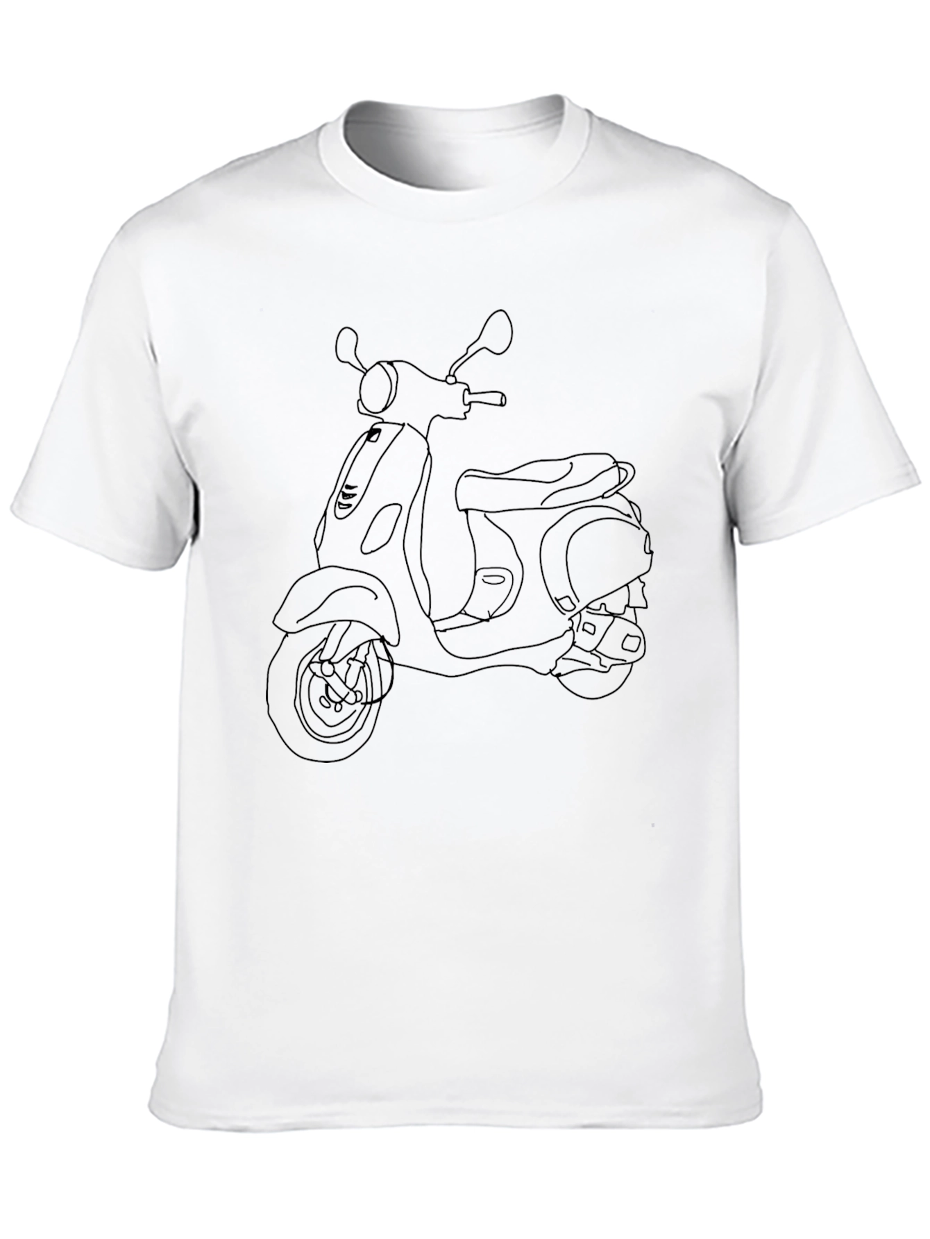 Retro Scooter Line Art T-Shirt - Classic Style