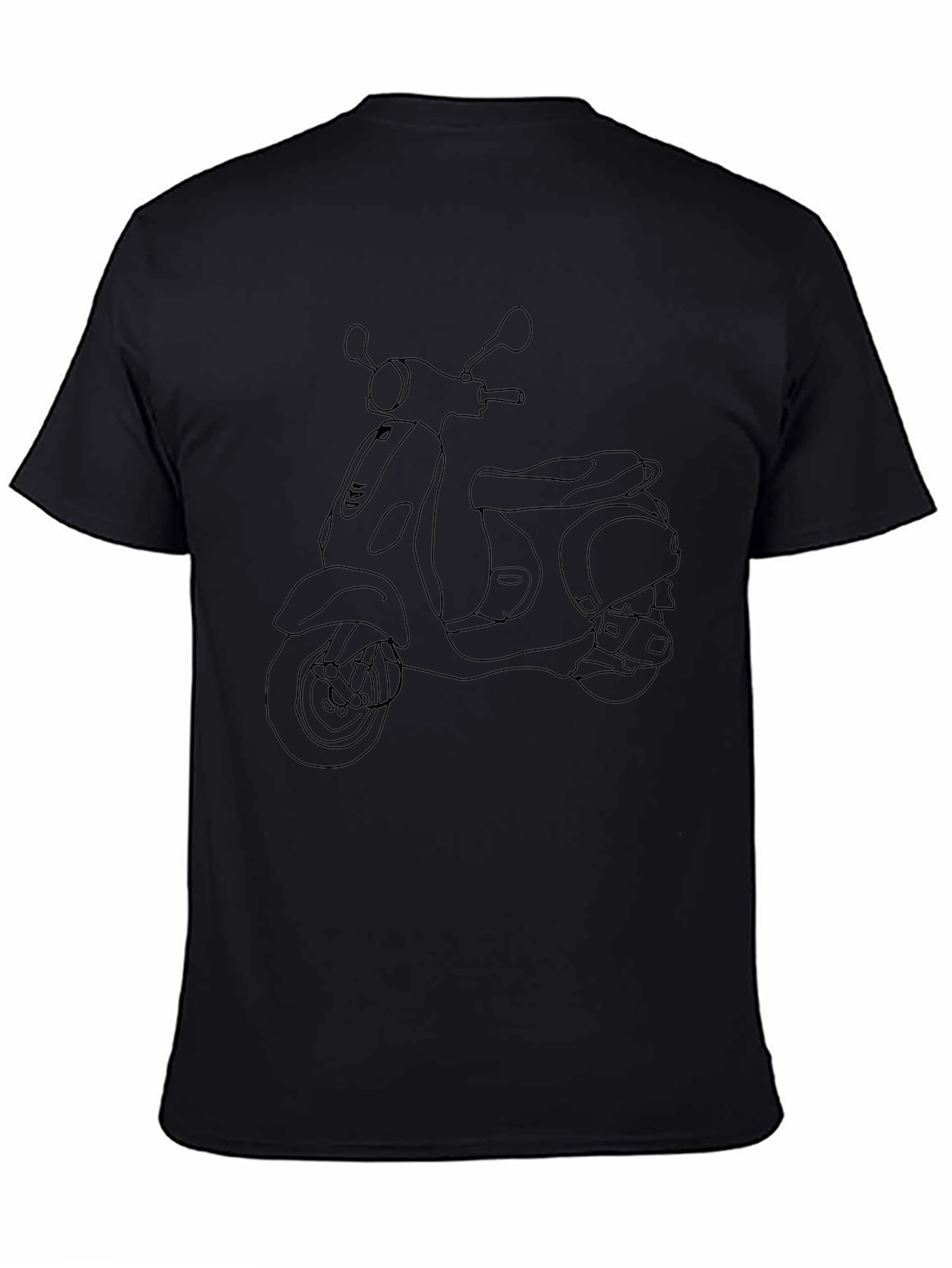 Retro Scooter Line Art T-Shirt - Classic Style