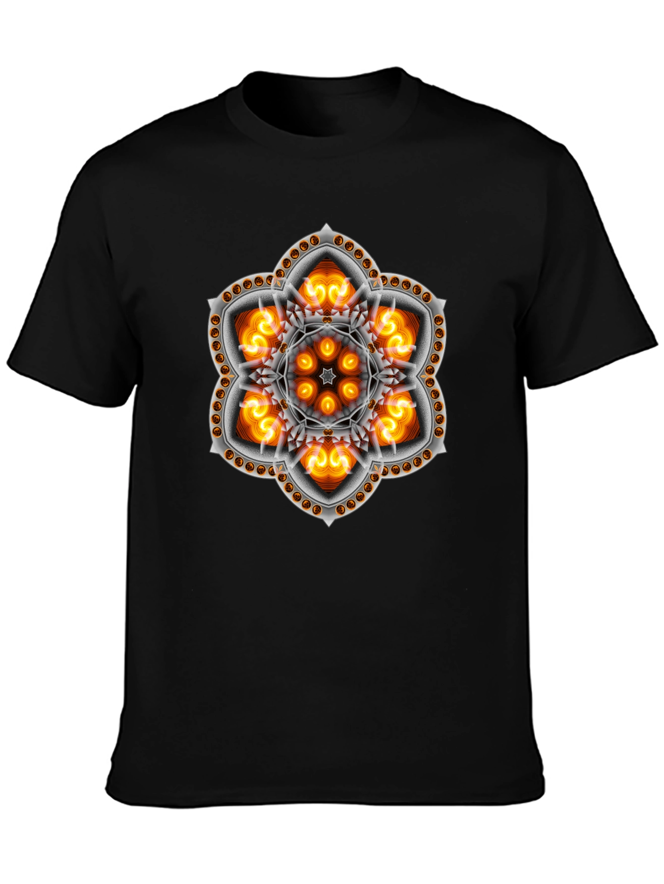 Mystic Flame Mandala Graphic Tee - Black