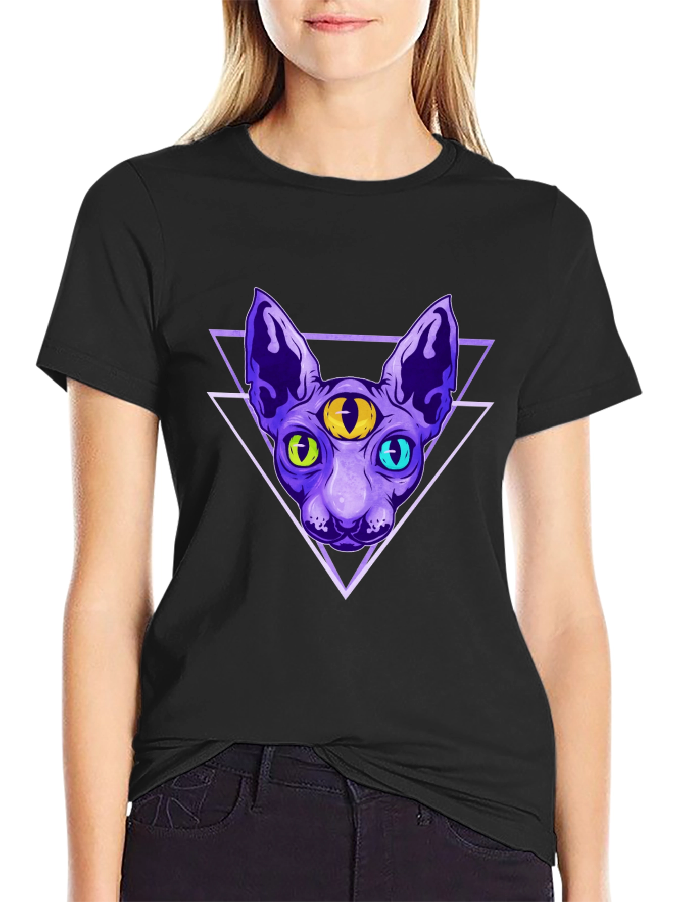 Third Eye Cat Graphic T-Shirt - Unique Design