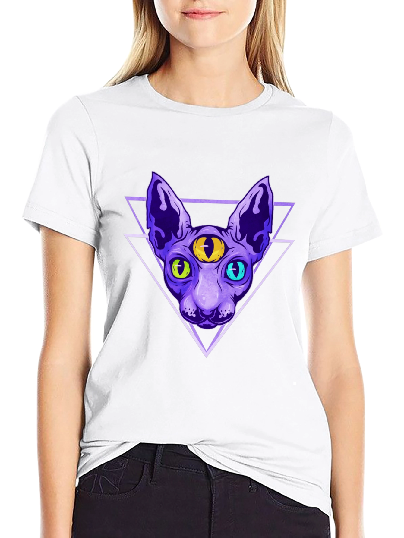 Third Eye Cat Graphic T-Shirt - Unique Design