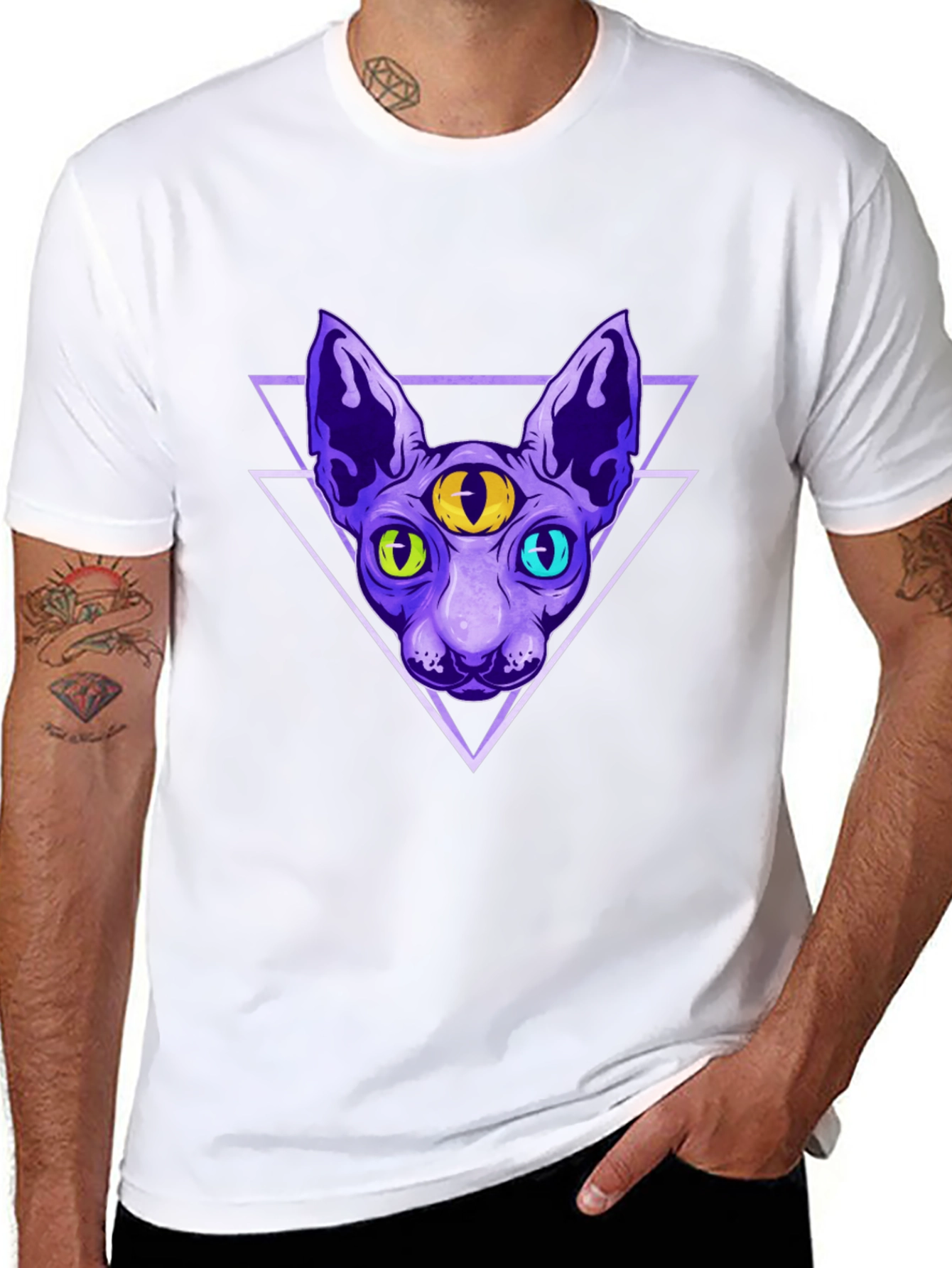 Third Eye Cat Graphic T-Shirt - Unique Design