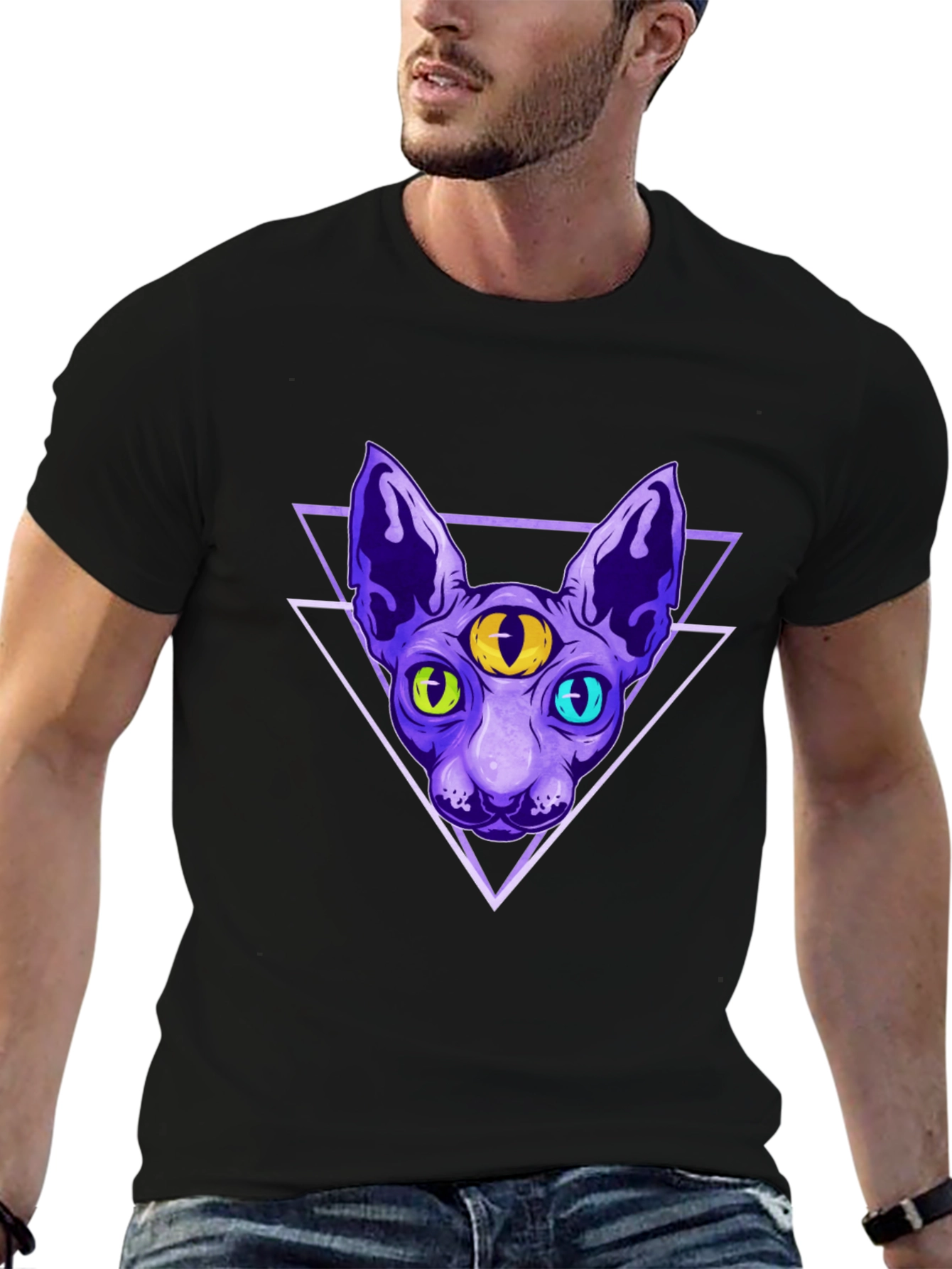 Third Eye Cat Graphic T-Shirt - Unique Design