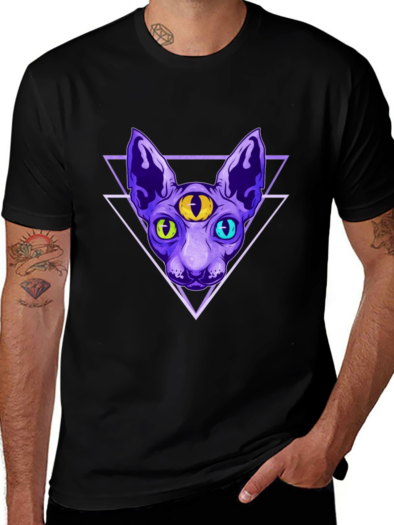 Third Eye Cat Graphic T-Shirt - Unique Design