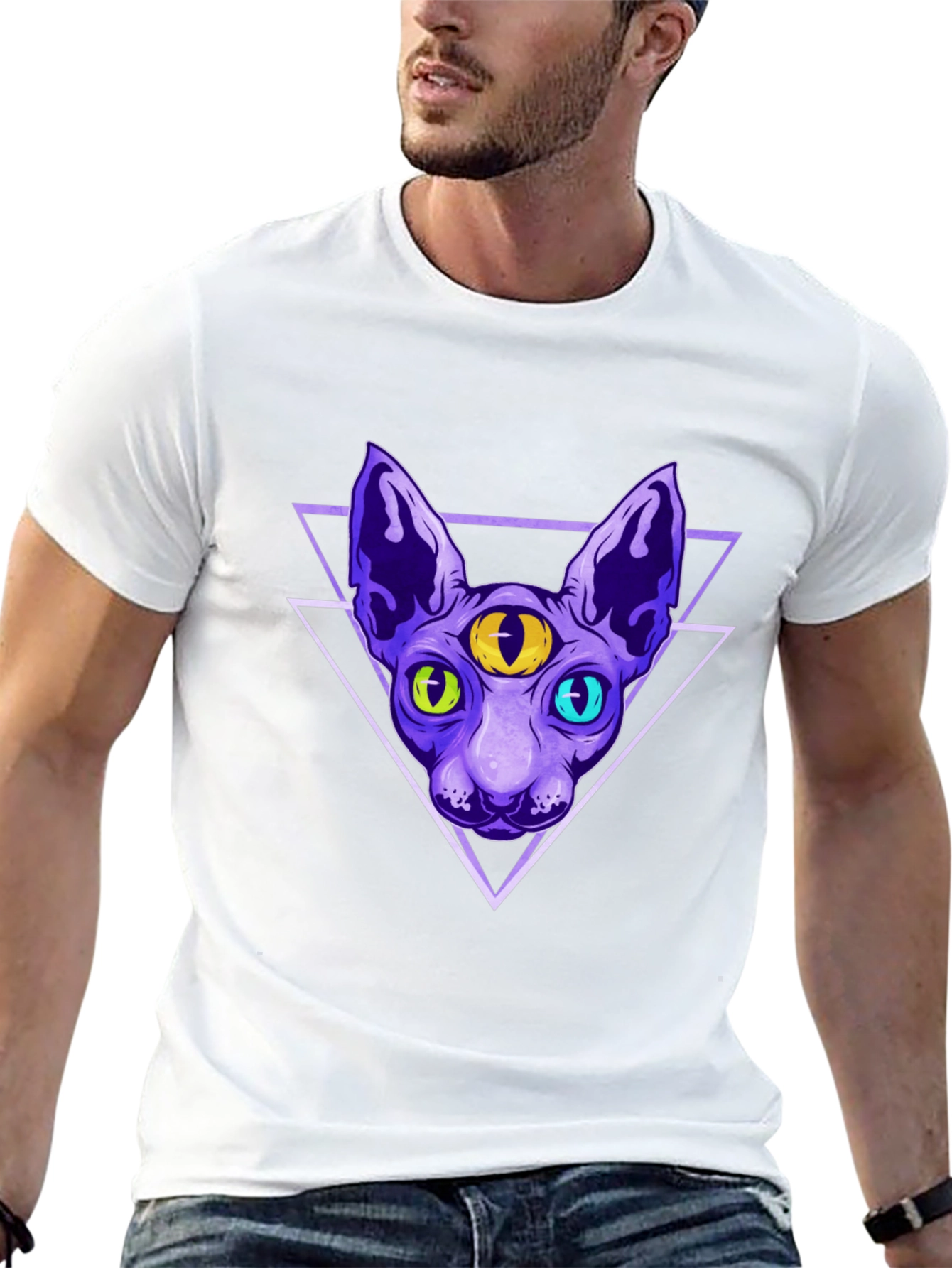 Third Eye Cat Graphic T-Shirt - Unique Design