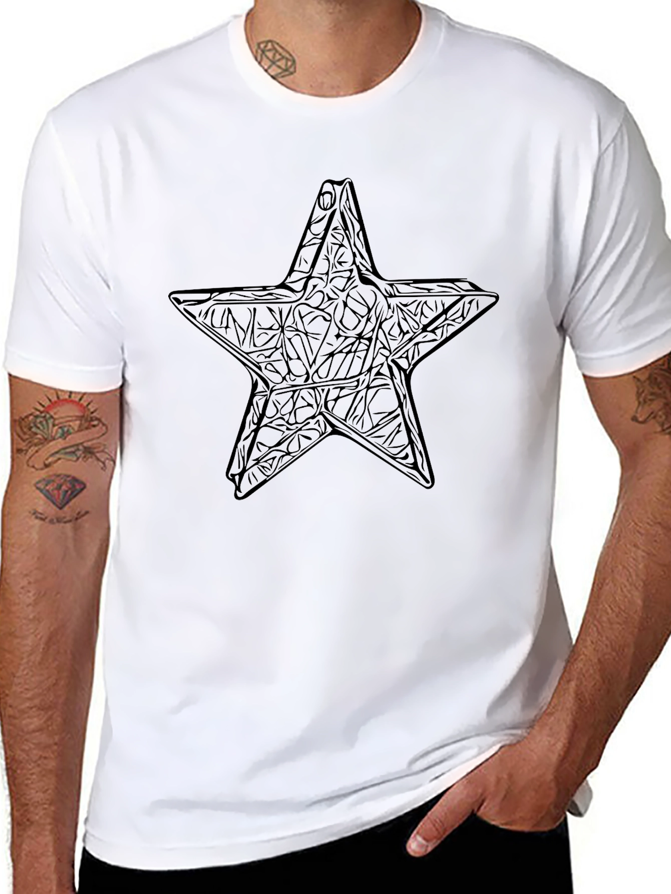 Star Graphic Black T-Shirt - Modern Artistic Design