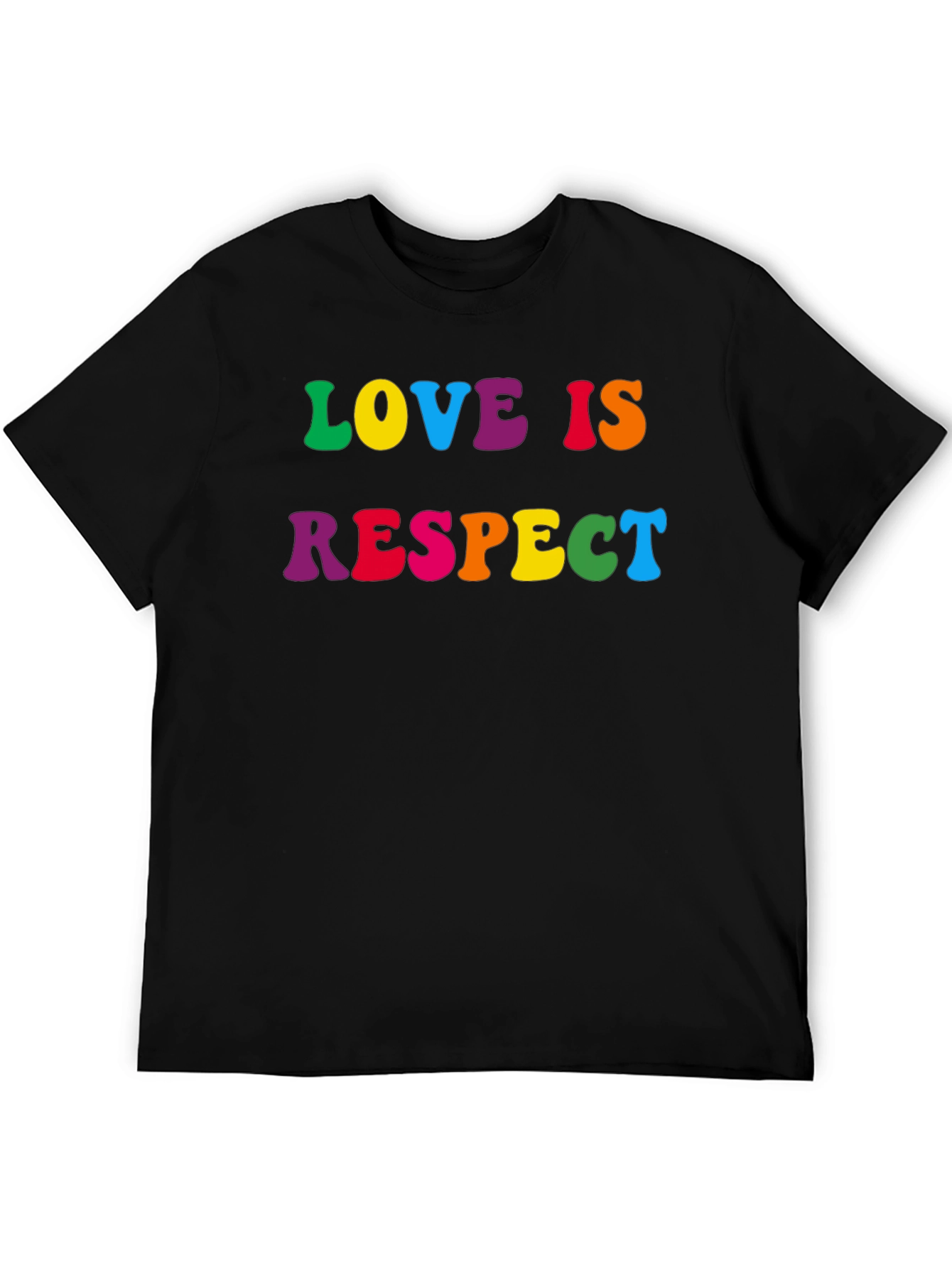 Love is Respect T-Shirt - Rainbow Text