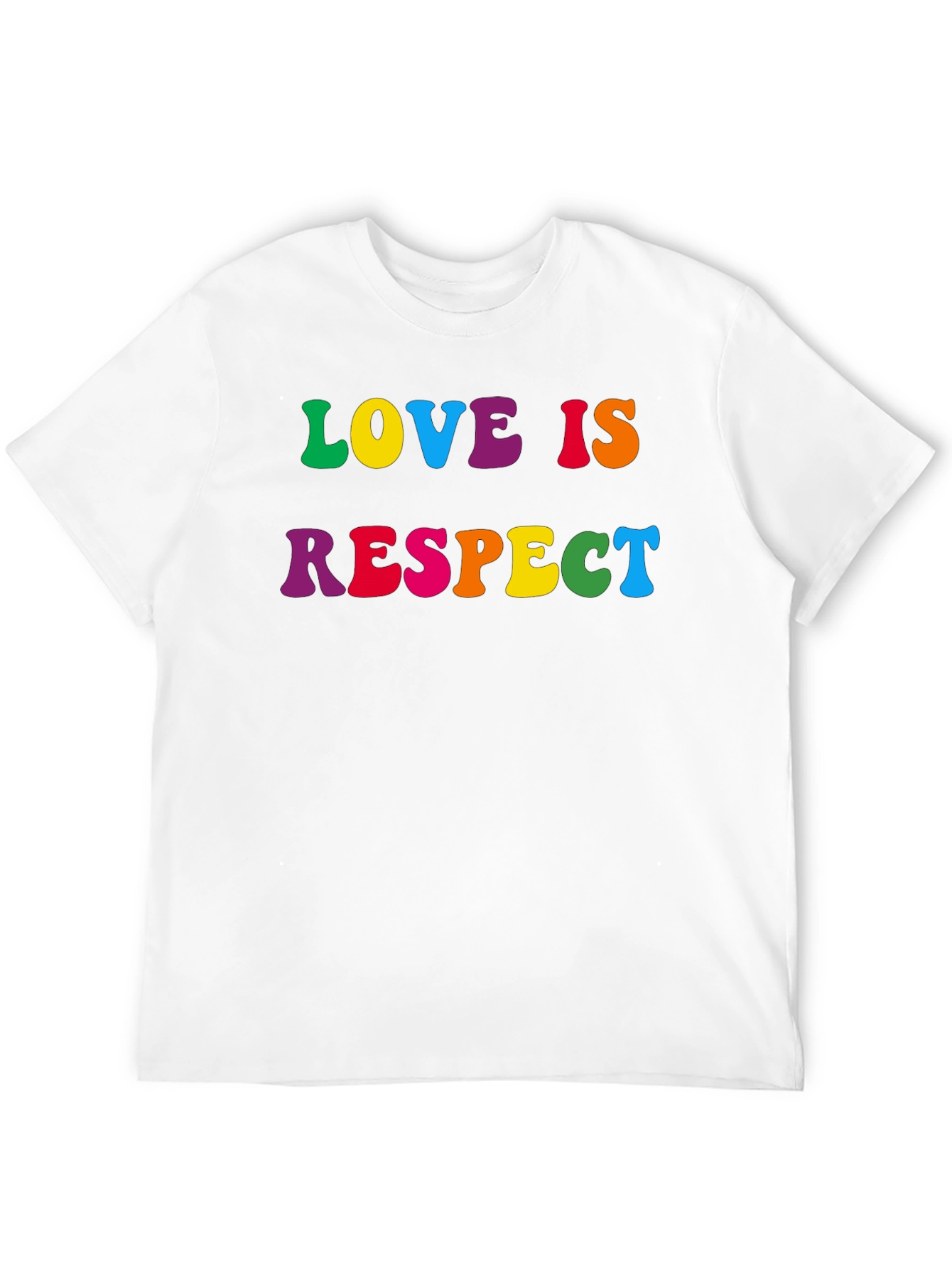 Love is Respect T-Shirt - Rainbow Text