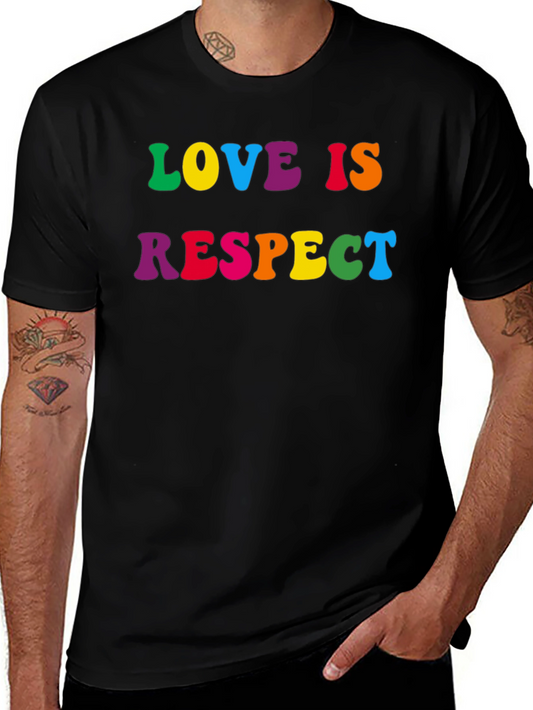 Love is Respect T-Shirt - Rainbow Text