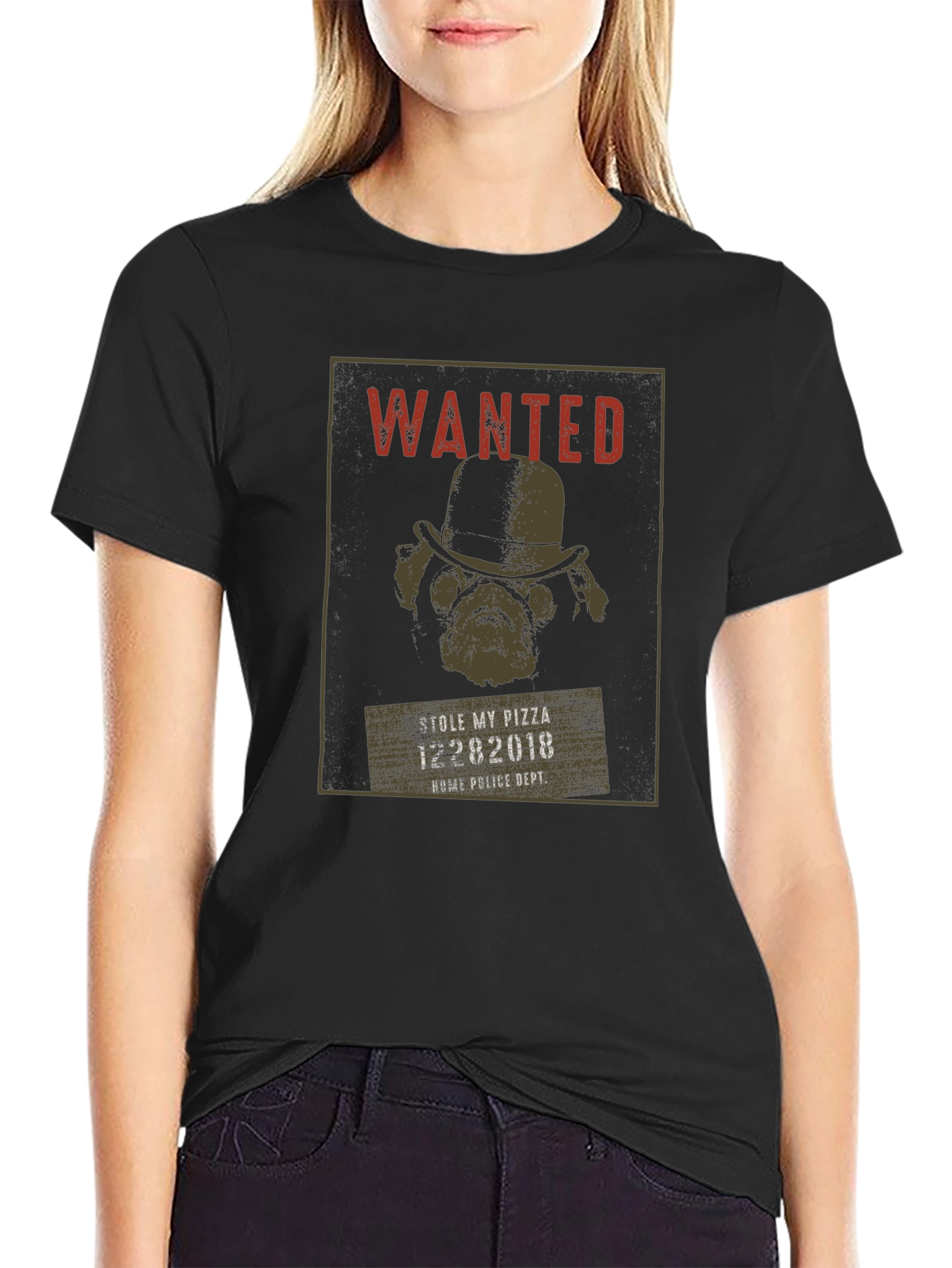 Wanted Pug Pizza Thief T-Shirt